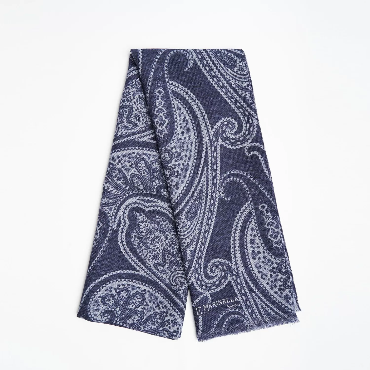 Blue Wool Stole - Paisley Pattern>E.Marinella Sale