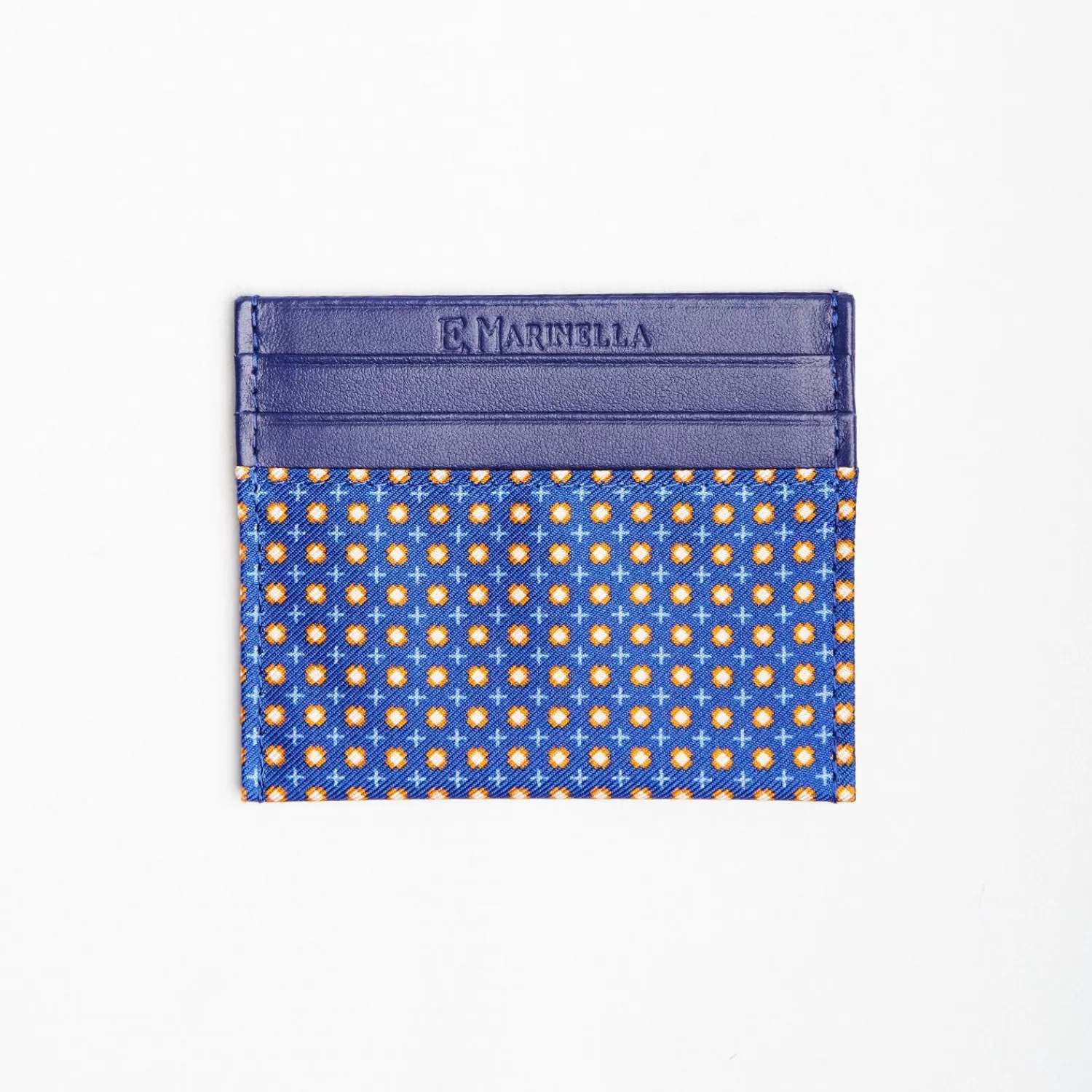 Bluette Leather And Silk Credit Card Holder 5 Compartments>E.Marinella New