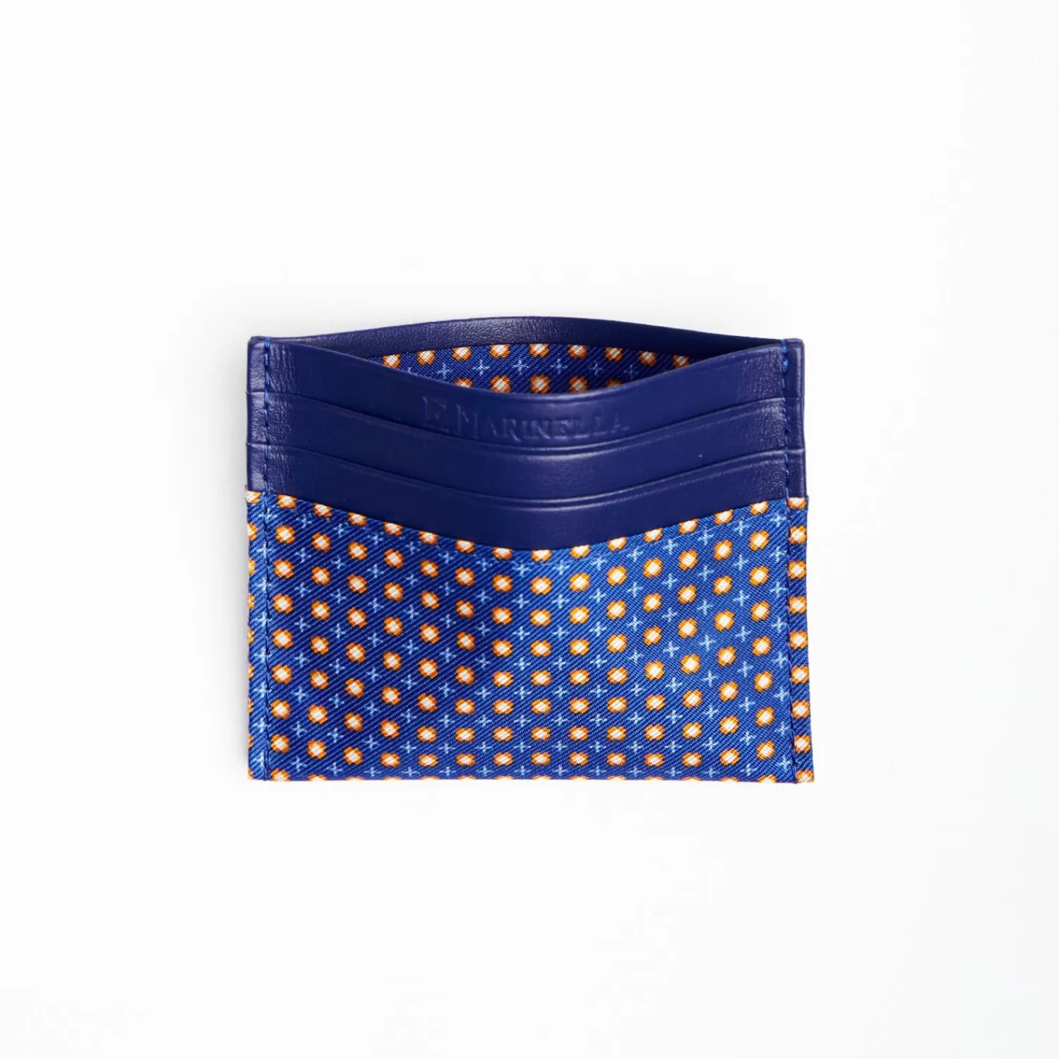 Bluette Leather And Silk Credit Card Holder 5 Compartments>E.Marinella New