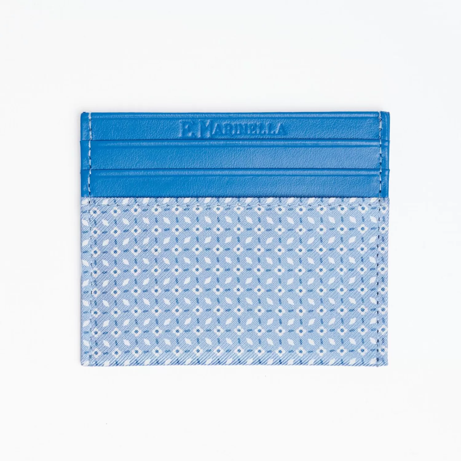 Bluette Leather And Silk Credit Card Holder - 5 Compartments>E.Marinella Store