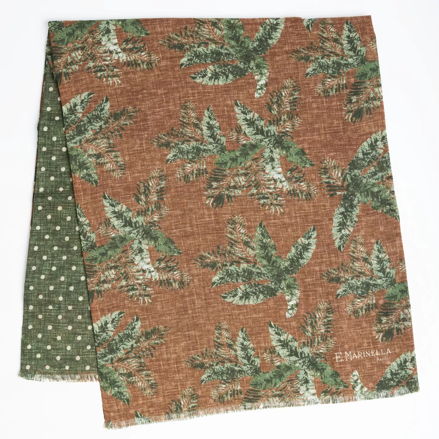 Brown And Green Wool And Silk Scarf>E.Marinella Cheap