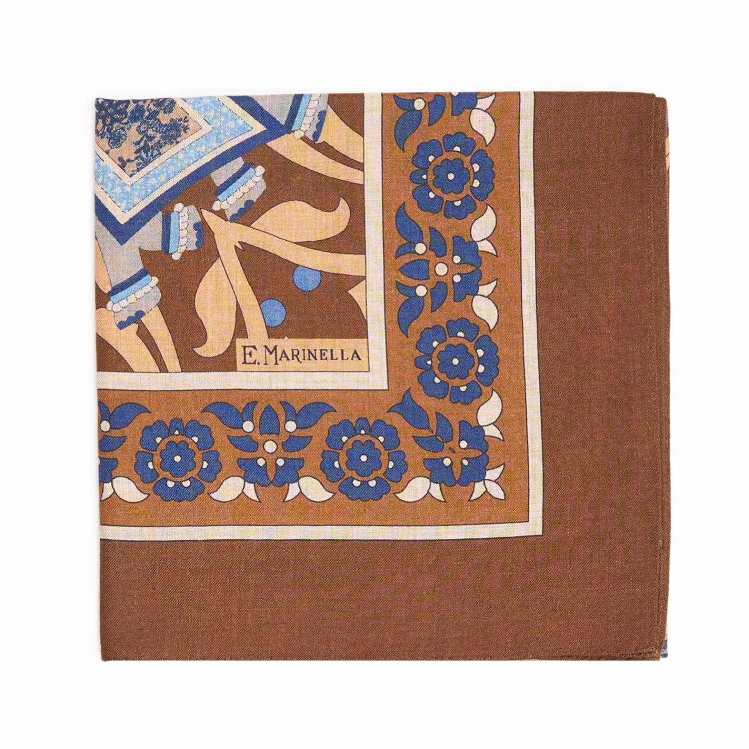 Brown Wool Stole - Ethnic Pattern>E.Marinella Hot