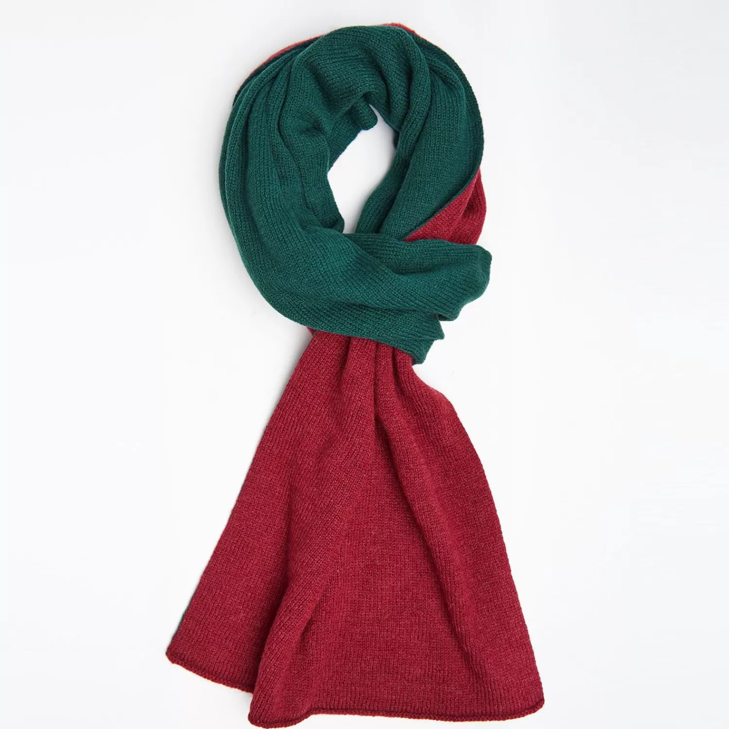 Burgundy And Dark Green Two-Tone Solid Cashmere Neck Warmer>E.Marinella New
