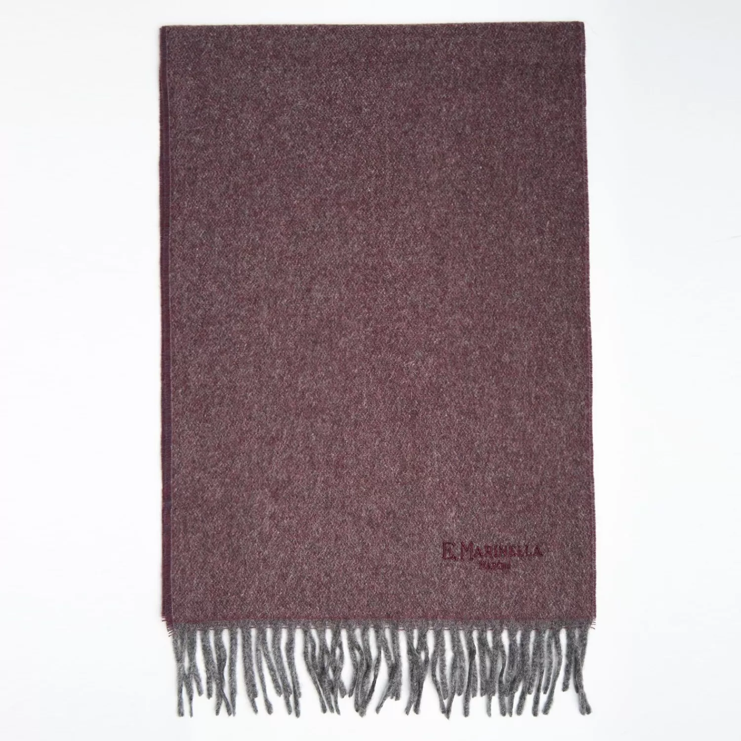 Burgundy And Grey Double-Faced Cashmere Scarf>E.Marinella Fashion