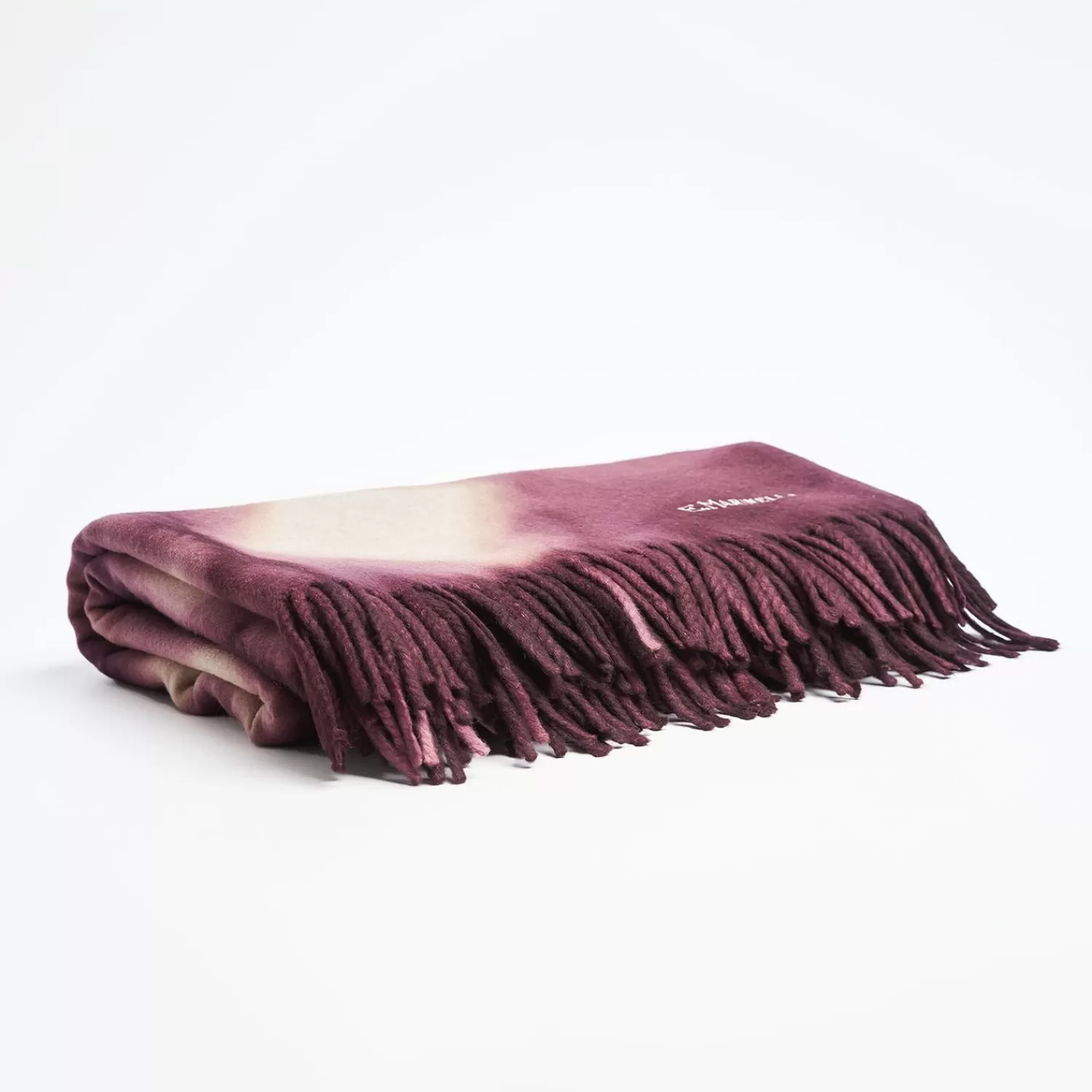 Burgundy And White Bergen Cashmere Throw>E.Marinella Shop