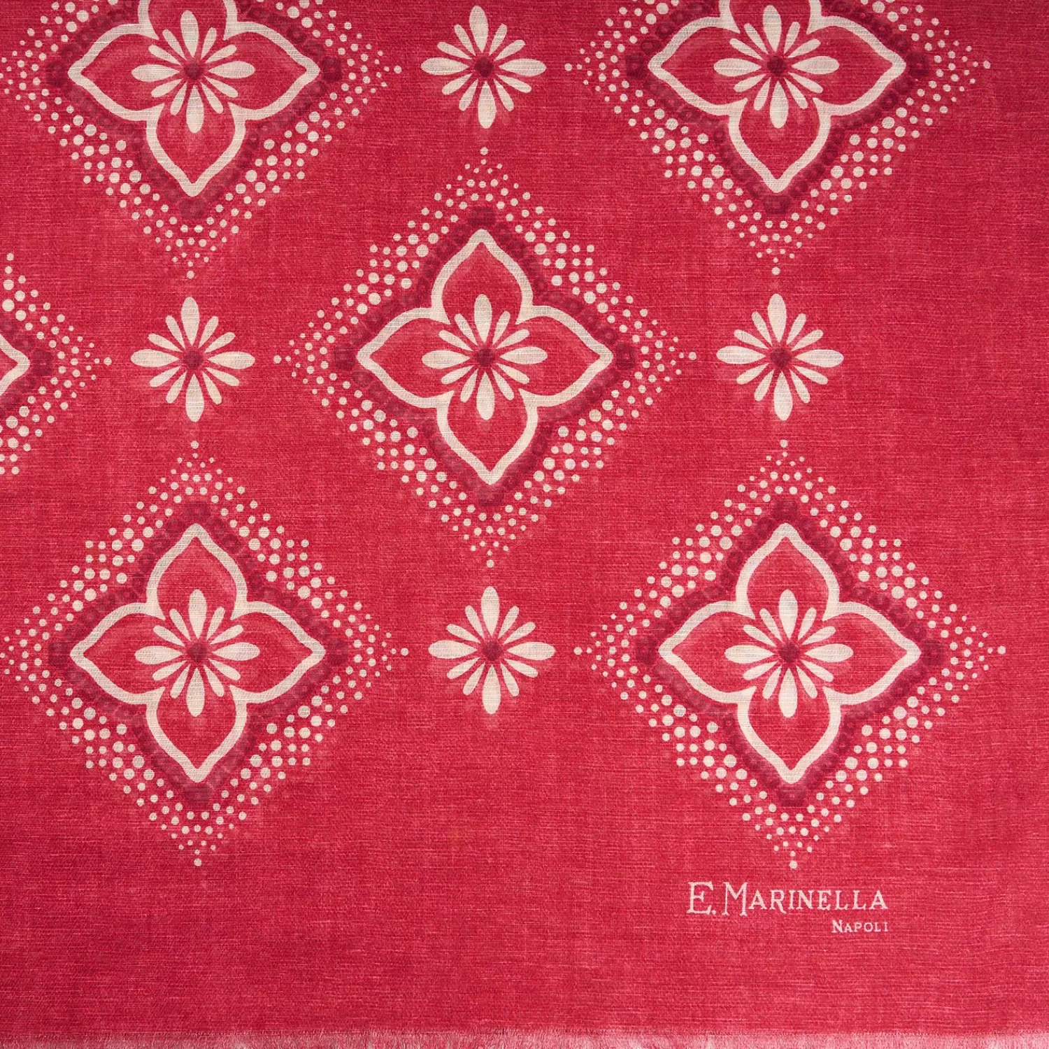 Burgundy Cotton And Linen Scarf - White Macro Flowers>E.Marinella Discount