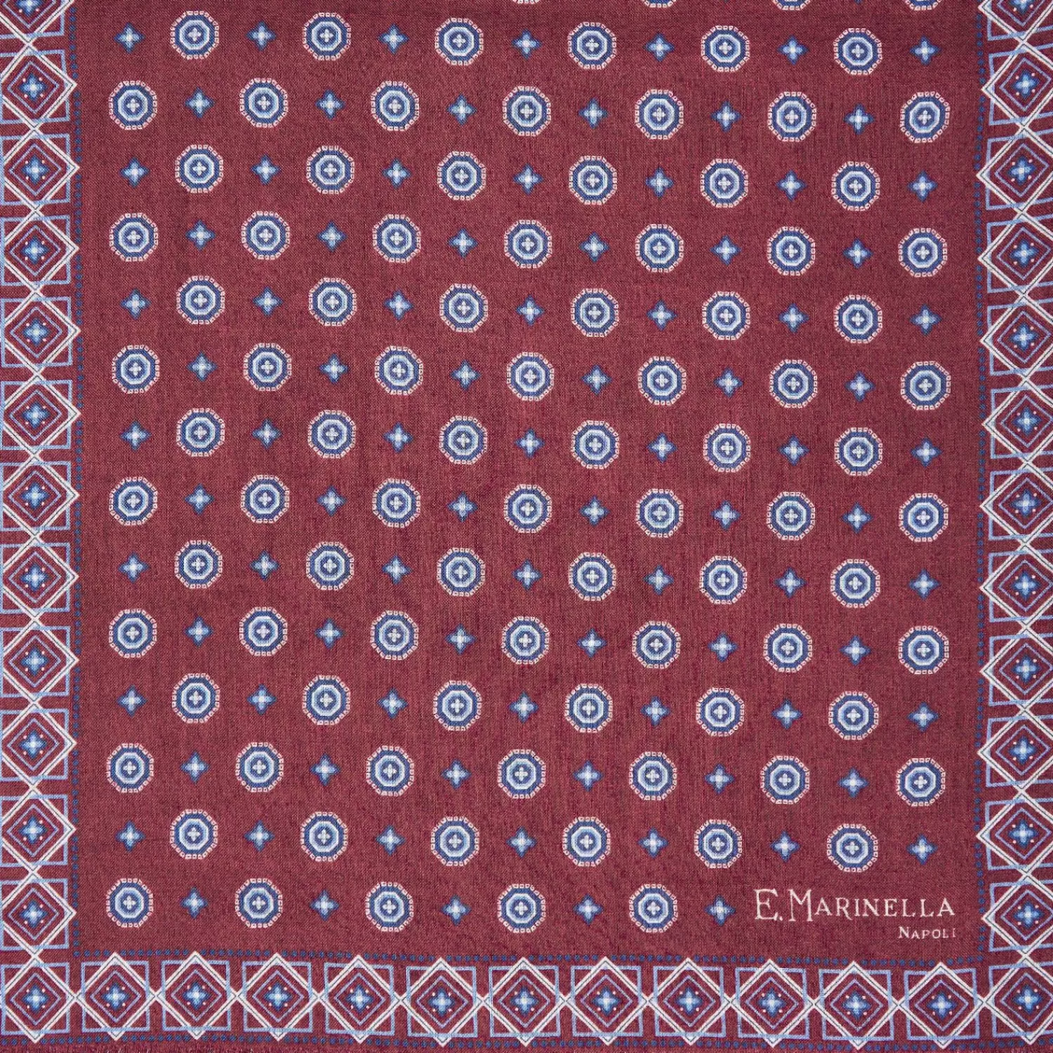 Burgundy Double Patterned Wool And Silk Scarf>E.Marinella Hot