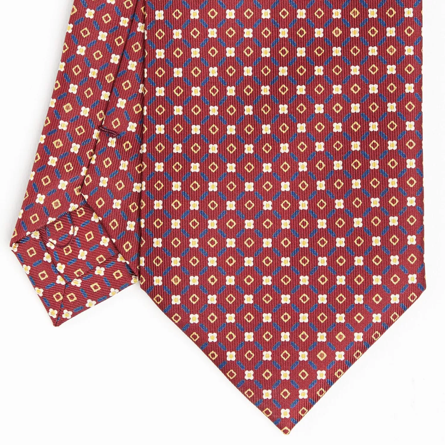 Burgundy Extra Long Sartorial Silk Tie Small Flower Pattern>E.Marinella Best