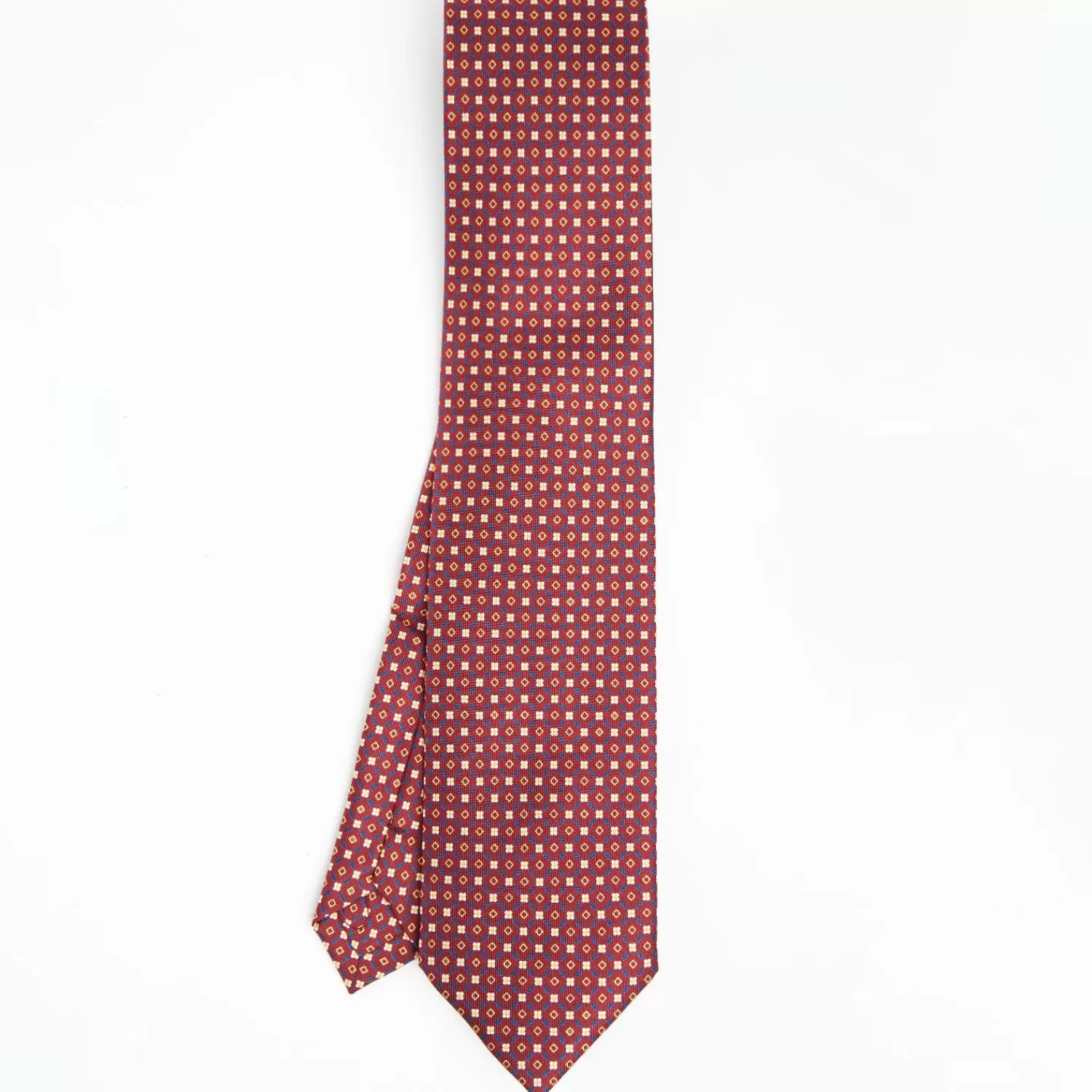 Burgundy Extra Long Sartorial Silk Tie Small Flower Pattern>E.Marinella Best