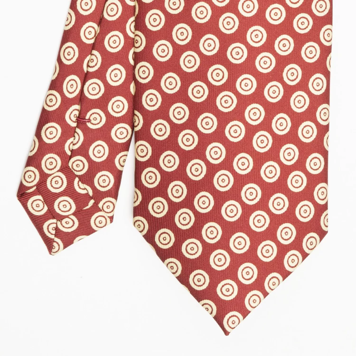 Burgundy Heritage Silk Tie - Large Geometric Pattern>E.Marinella Shop