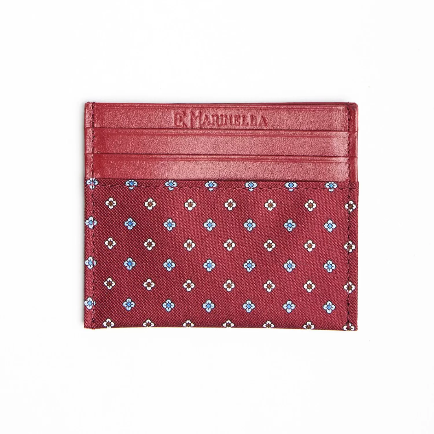 Burgundy Leather And Silk Credit Card Holder 5 Compartments>E.Marinella Cheap