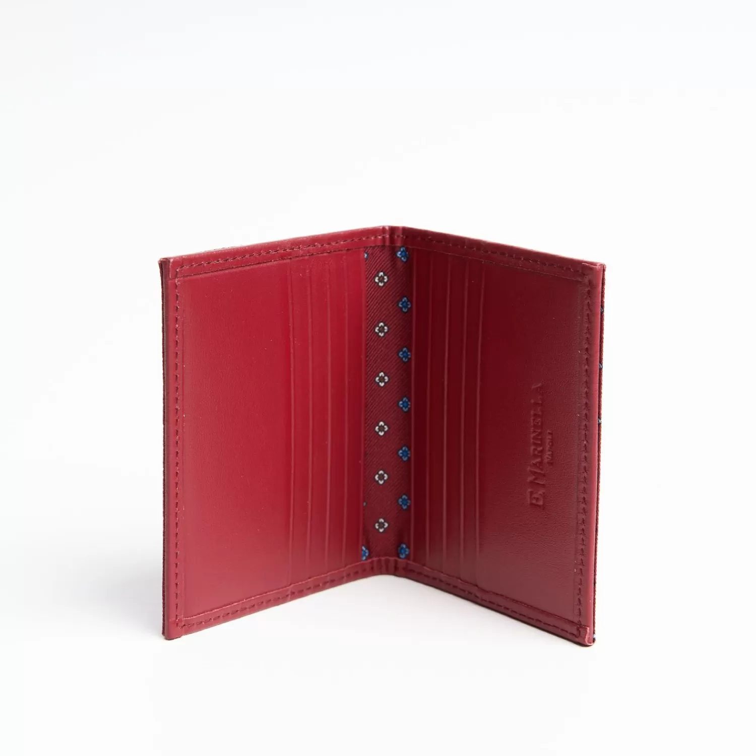 Burgundy Leather Folding Card Holder - 10 Compartments>E.Marinella Clearance