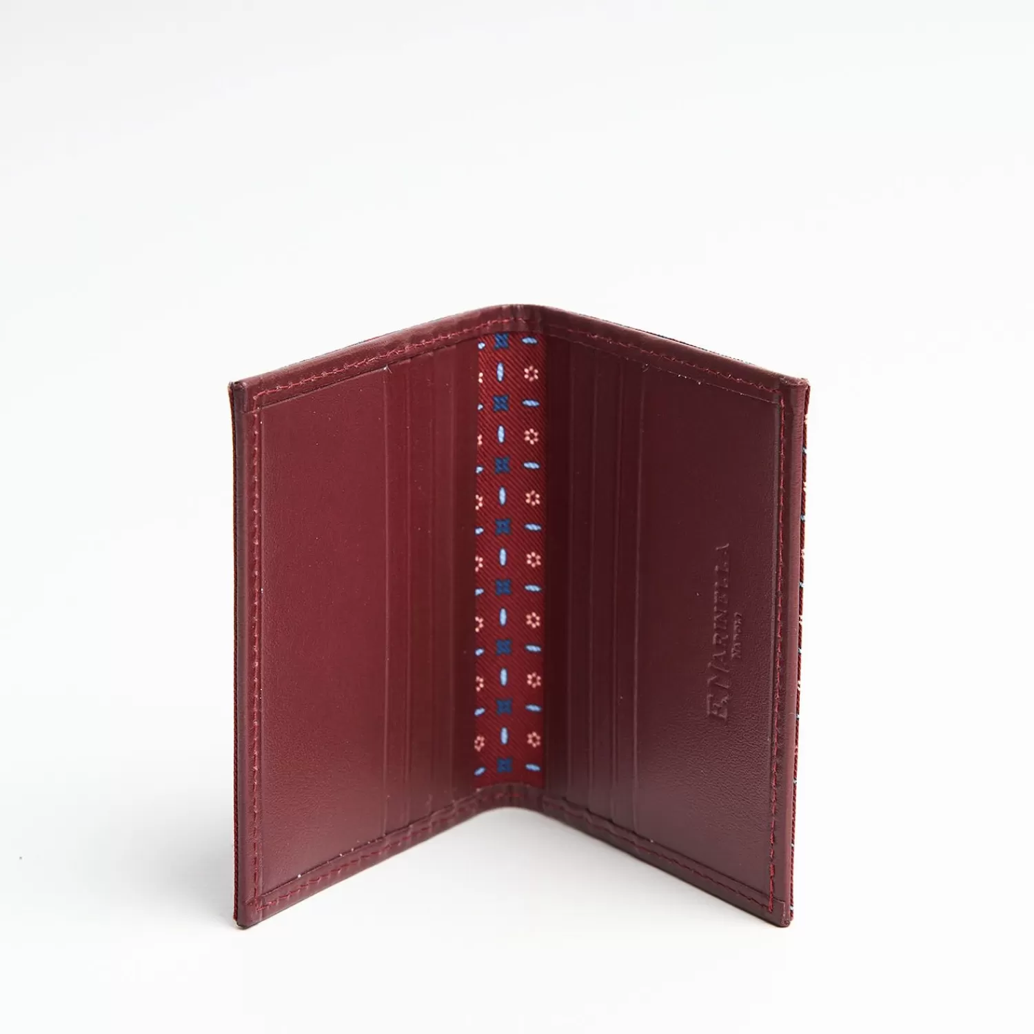 Burgundy Leather Folding Card Holder - 10 Compartments>E.Marinella Fashion