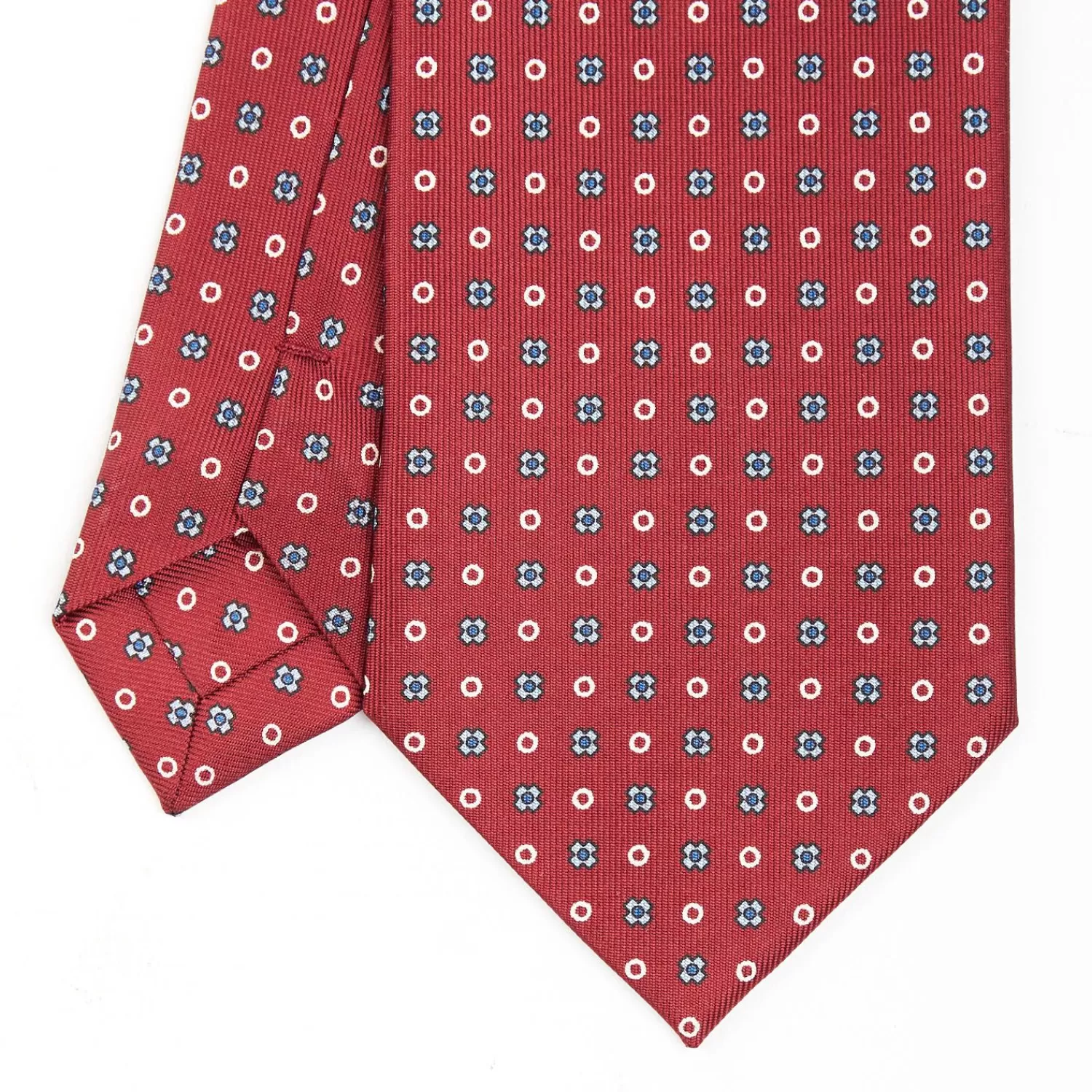 Burgundy Sartorial Classic Silk Tie - Small Flower Designs>E.Marinella Store