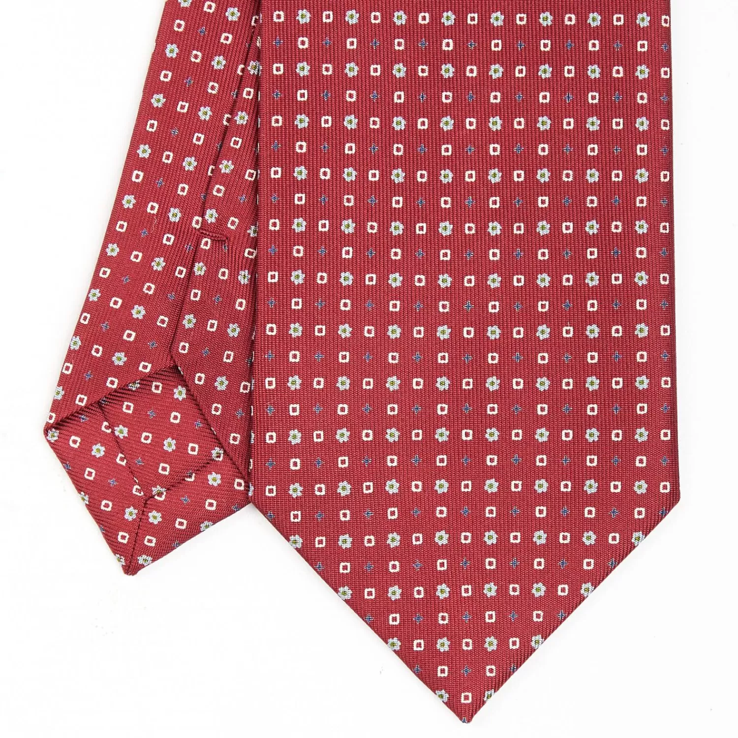 Burgundy Sartorial Classic Silk Tie - Small Flower Designs>E.Marinella Store