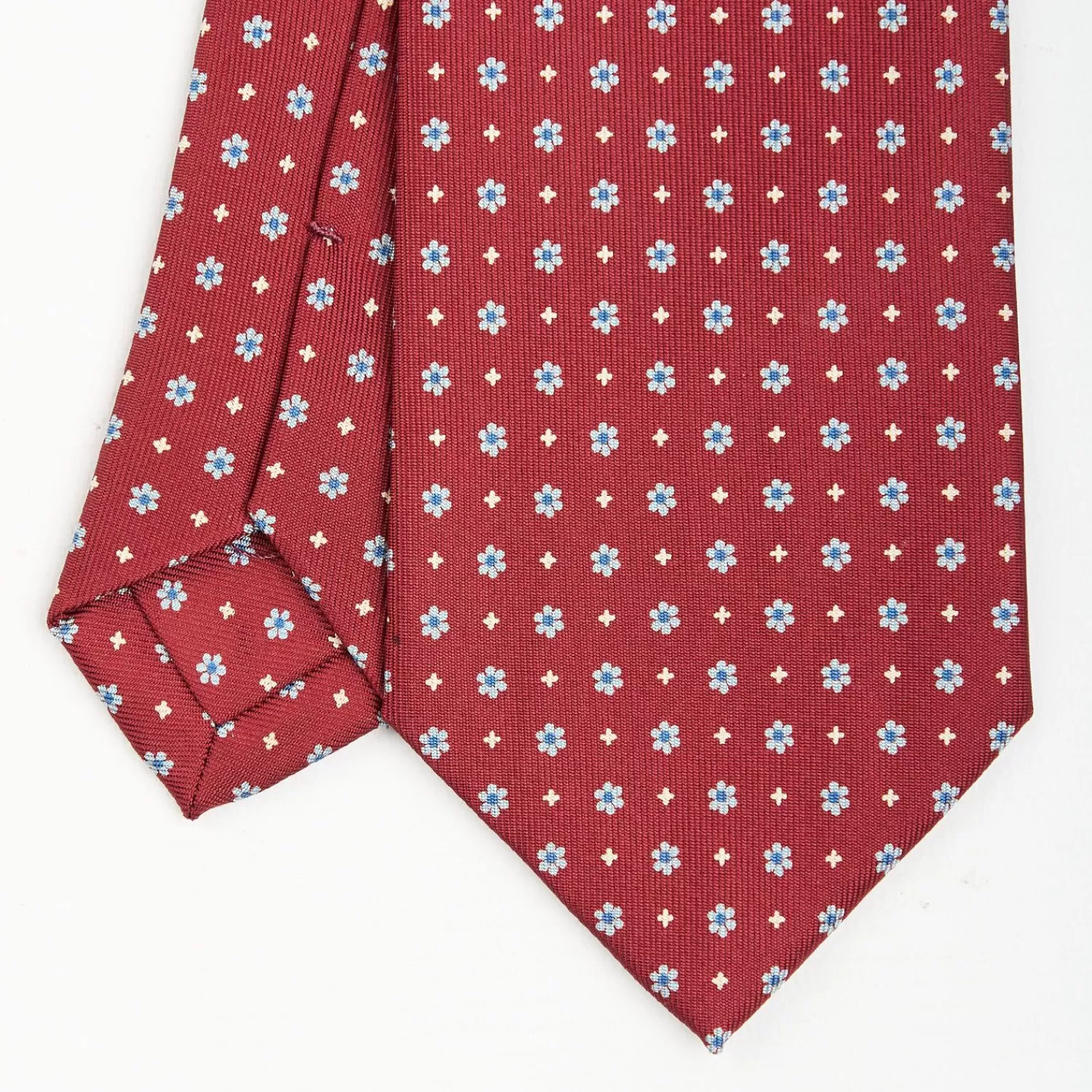 Burgundy Sartorial Classic Silk Tie - Small Flower Pattern>E.Marinella Shop