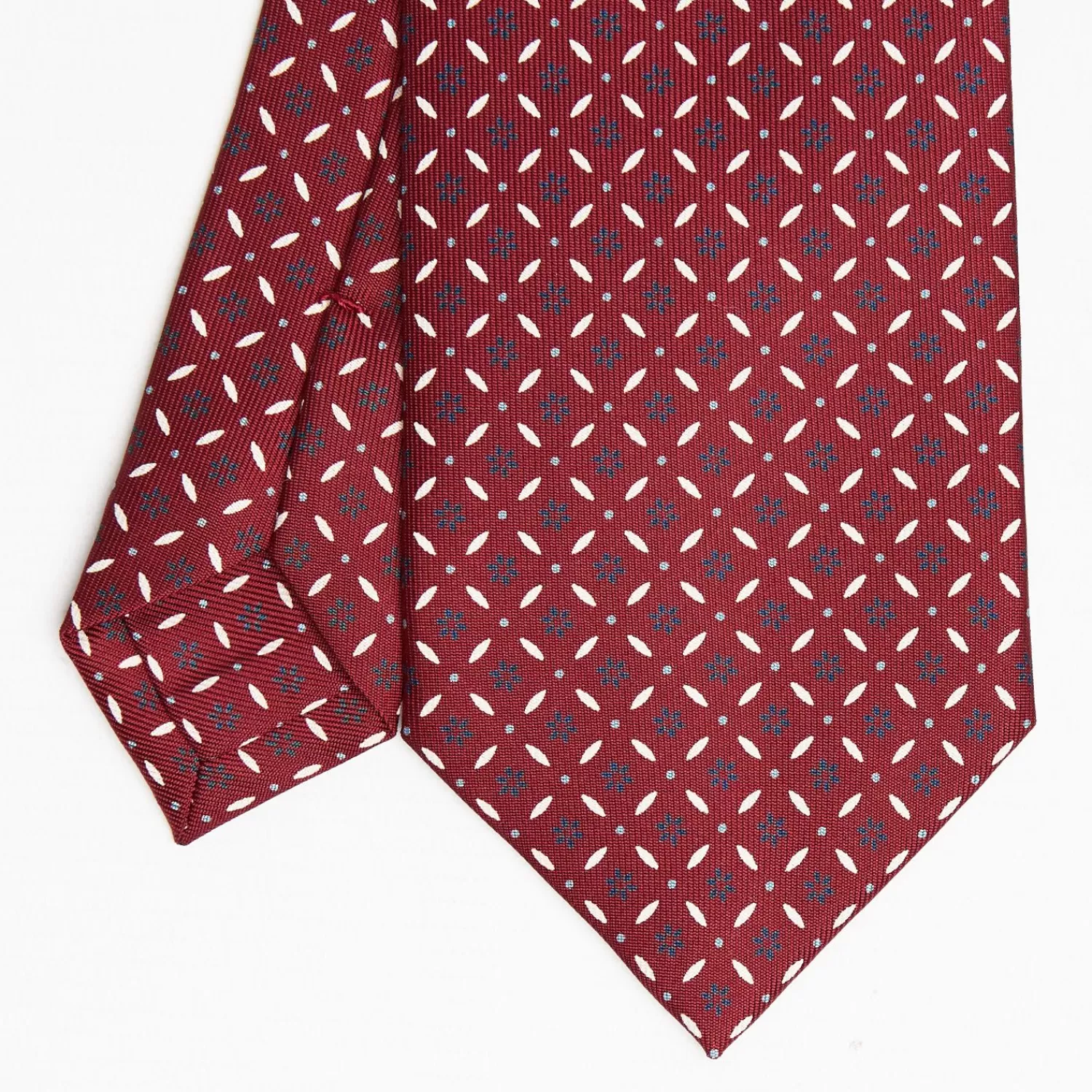 Burgundy Sartorial Classic Silk Tie - Small Flower Pattern>E.Marinella Shop