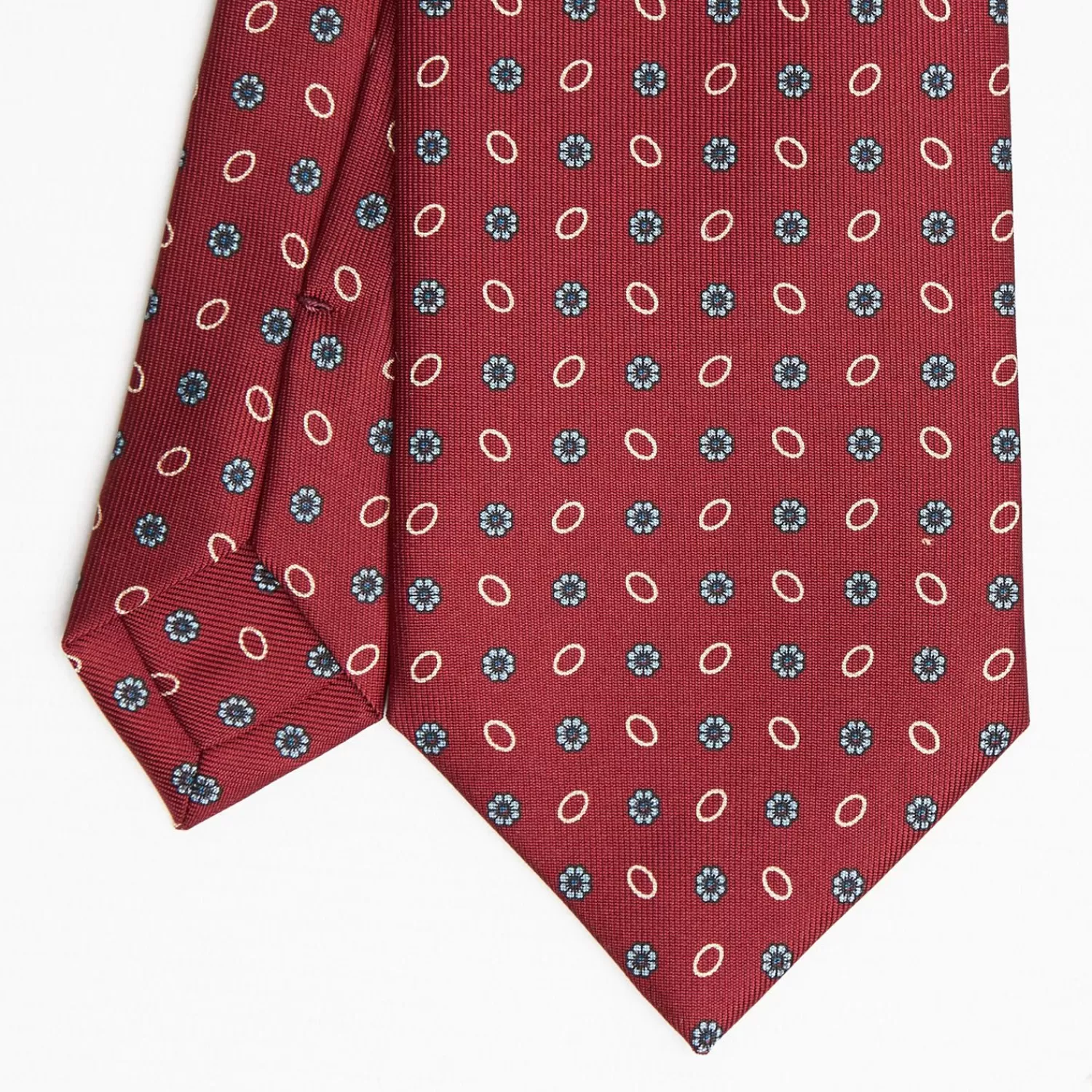 Burgundy Sartorial Classic Silk Tie Small Flower Pattern>E.Marinella Outlet