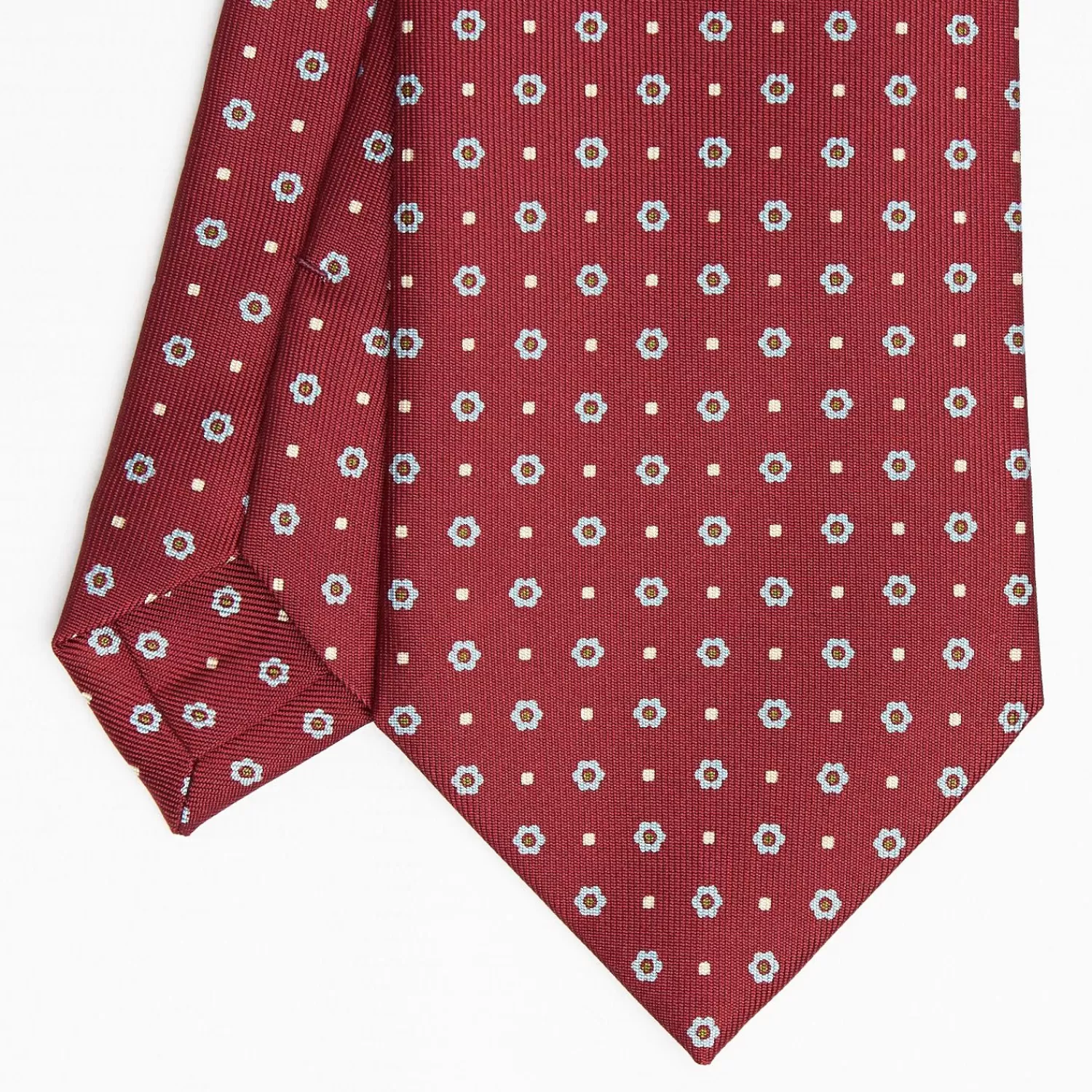 Burgundy Sartorial Classic Silk Tie Small Flower Pattern>E.Marinella Best