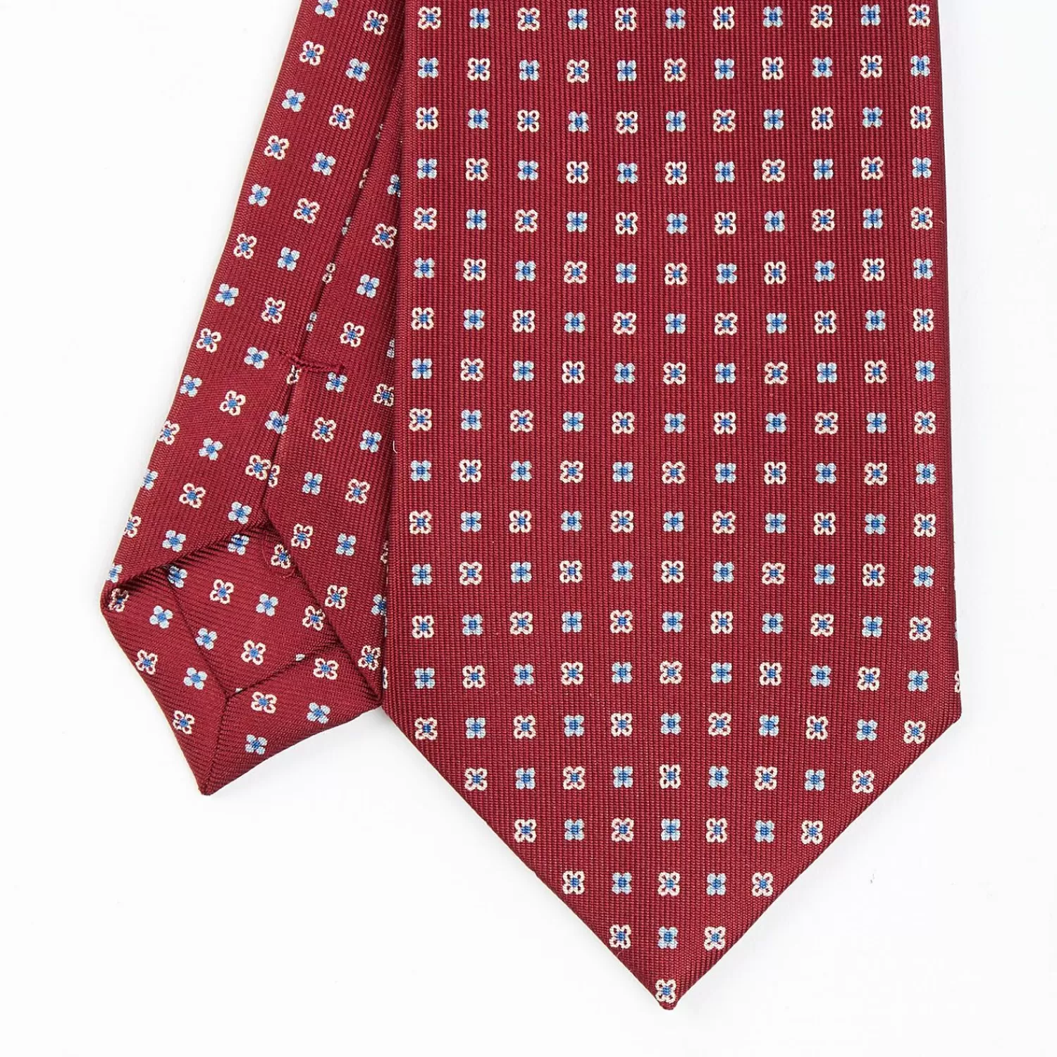 Burgundy Sartorial Classic Tie - Small Flower Pattern>E.Marinella Discount