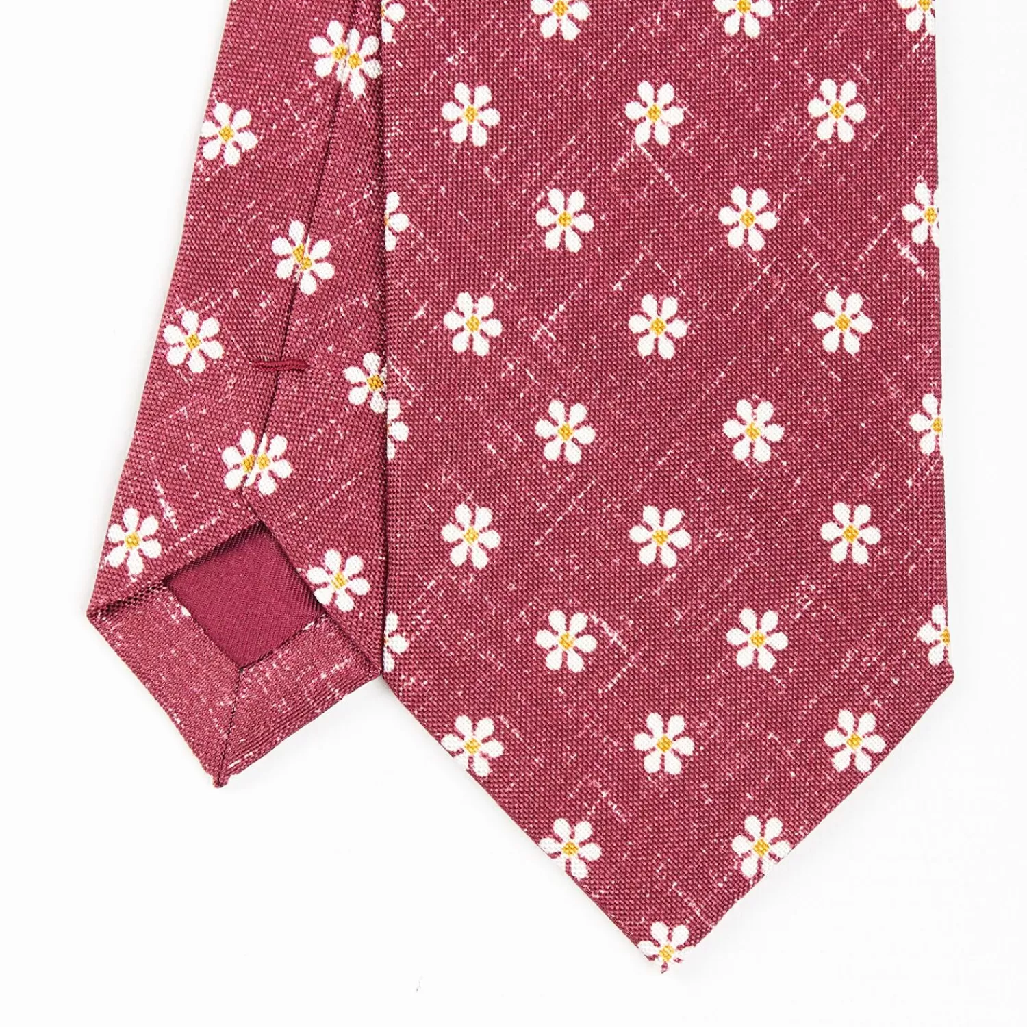 Burgundy Sartorial Cotton And Silk Tie - Large Flower Pattern>E.Marinella Fashion