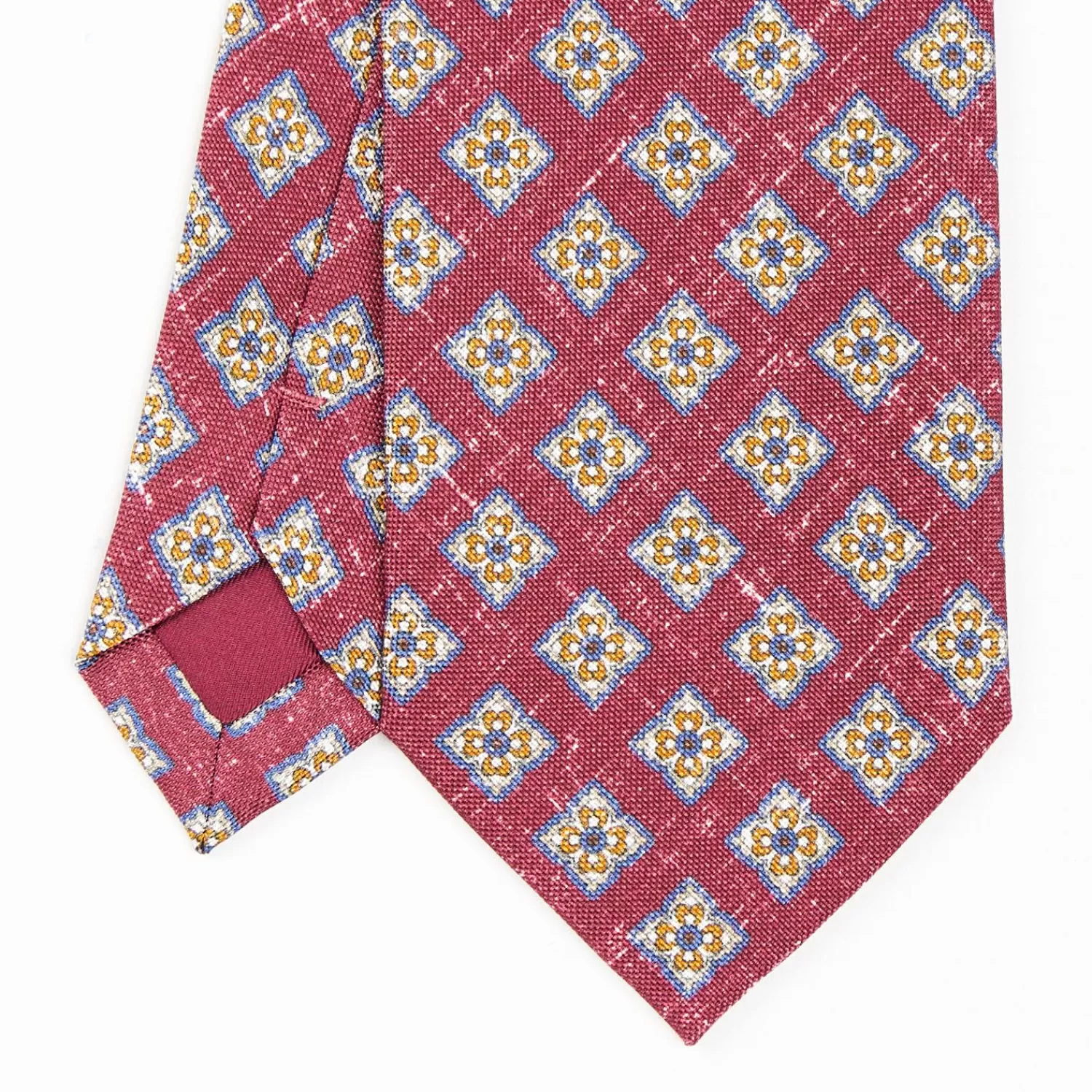 Burgundy Sartorial Cotton And Silk Tie - Large Flower Pattern>E.Marinella Cheap
