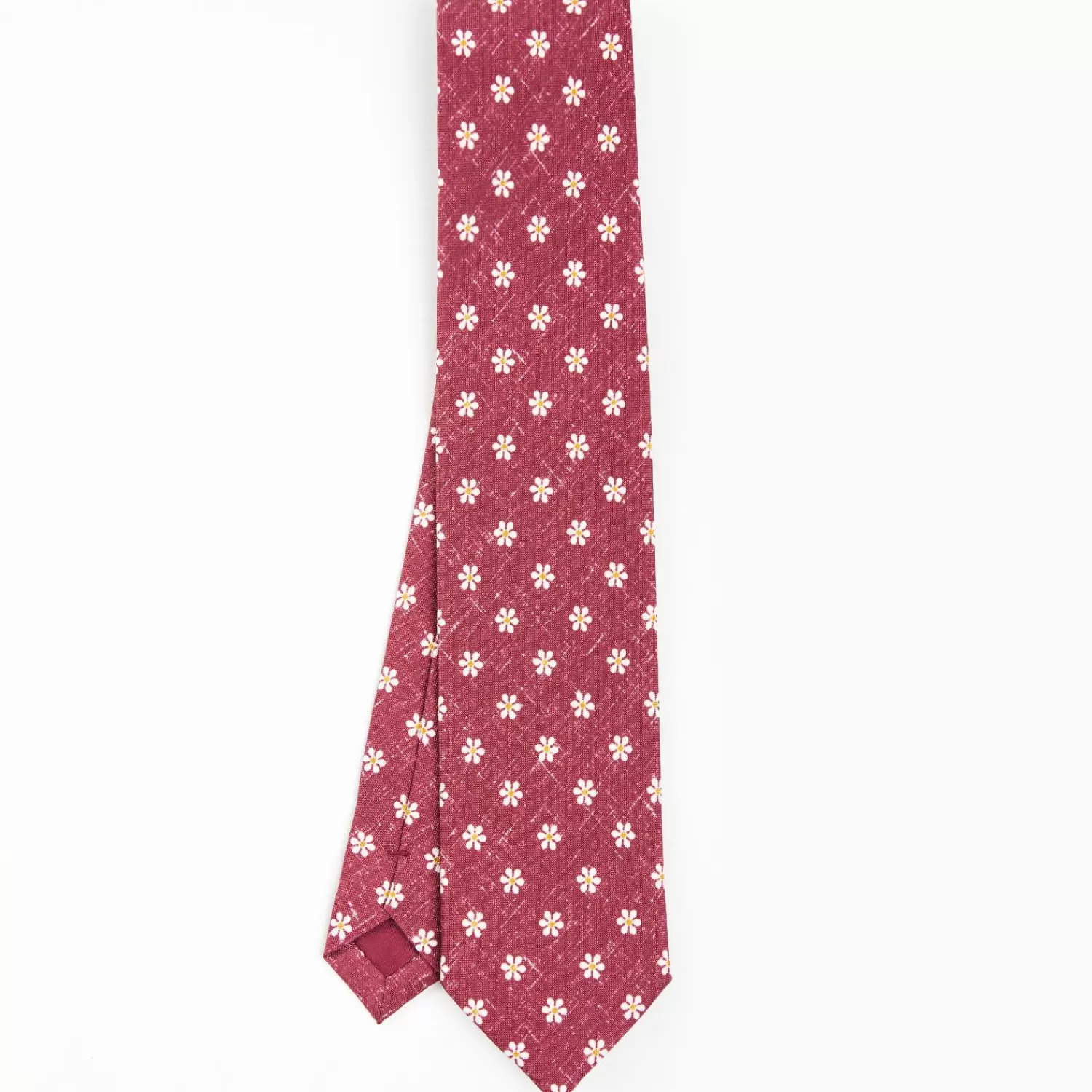 Burgundy Sartorial Cotton And Silk Tie - Large Flower Pattern>E.Marinella Fashion