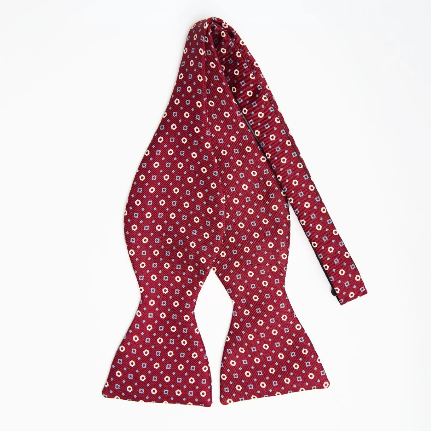 Burgundy Silk Bowtie To Self-Tie - Small Geometric Pattern>E.Marinella New