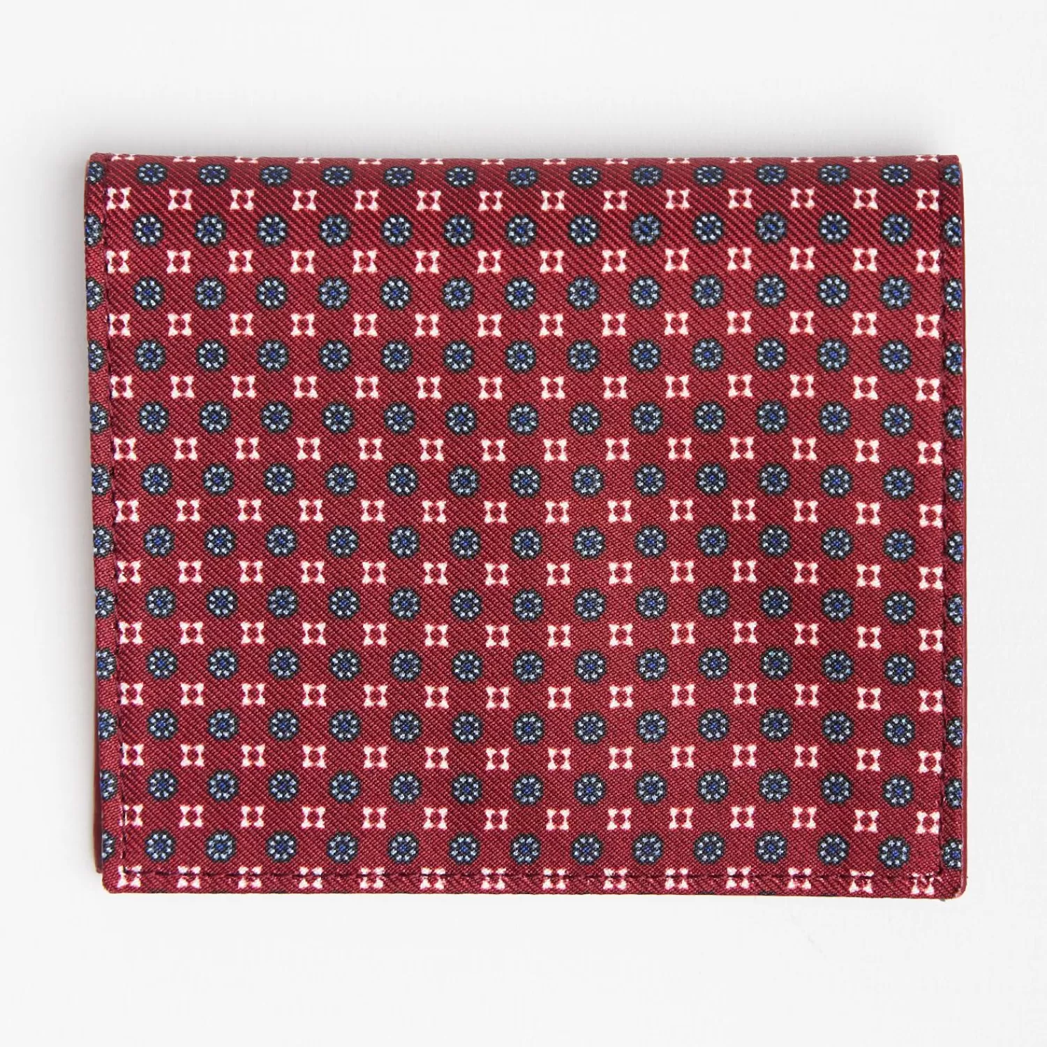 Burgundy Small Wallet In Silk And Leather>E.Marinella Store