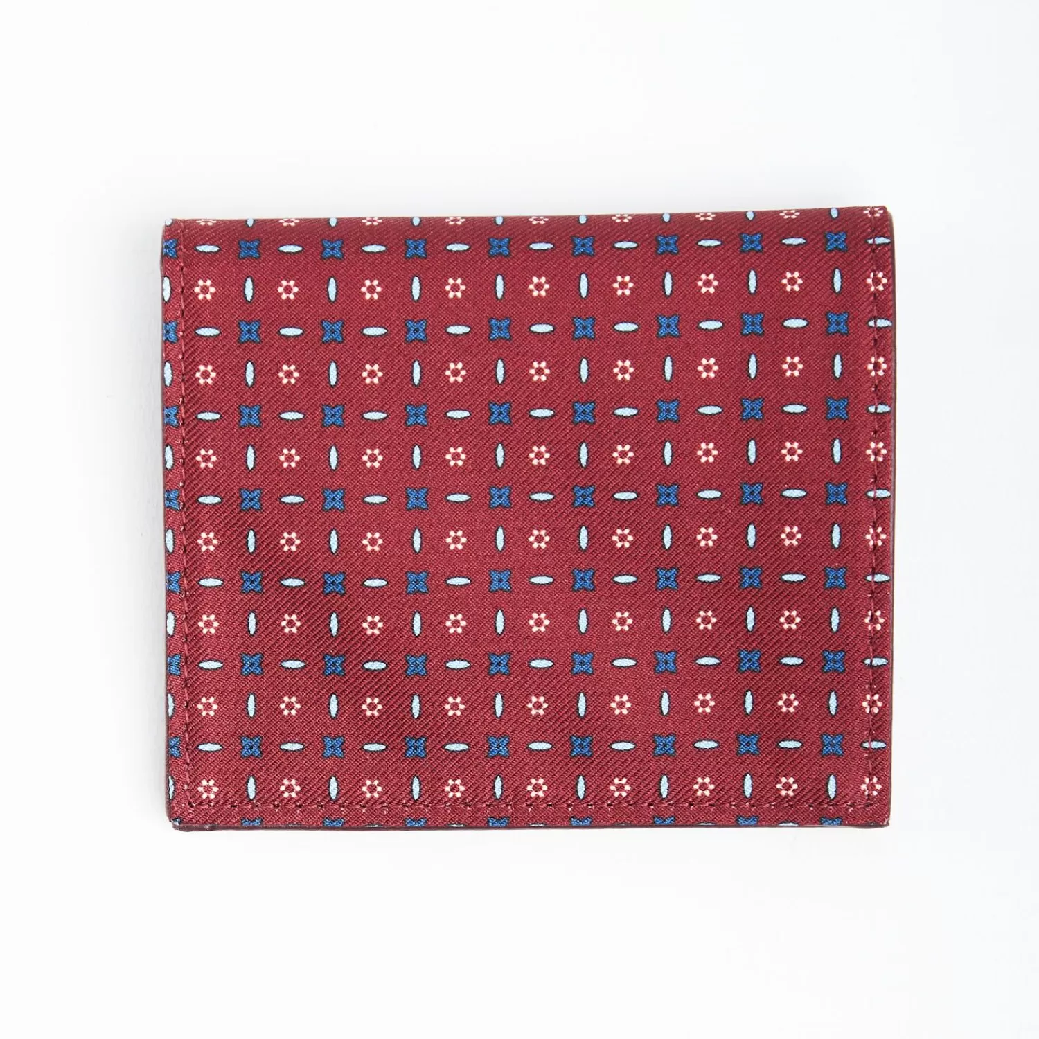 Burgundy Small Wallet In Silk And Leather>E.Marinella Shop
