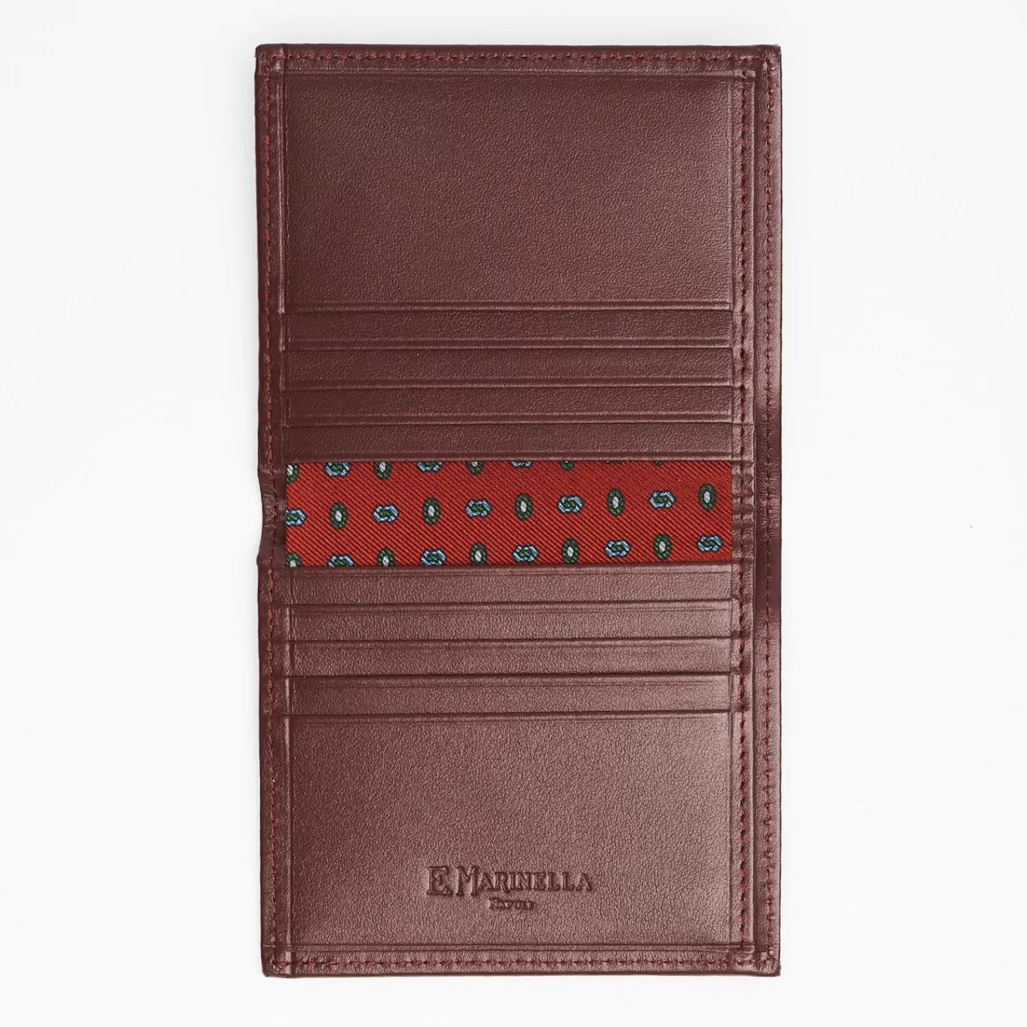 Burgundy Small Wallet In Silk And Leather>E.Marinella New