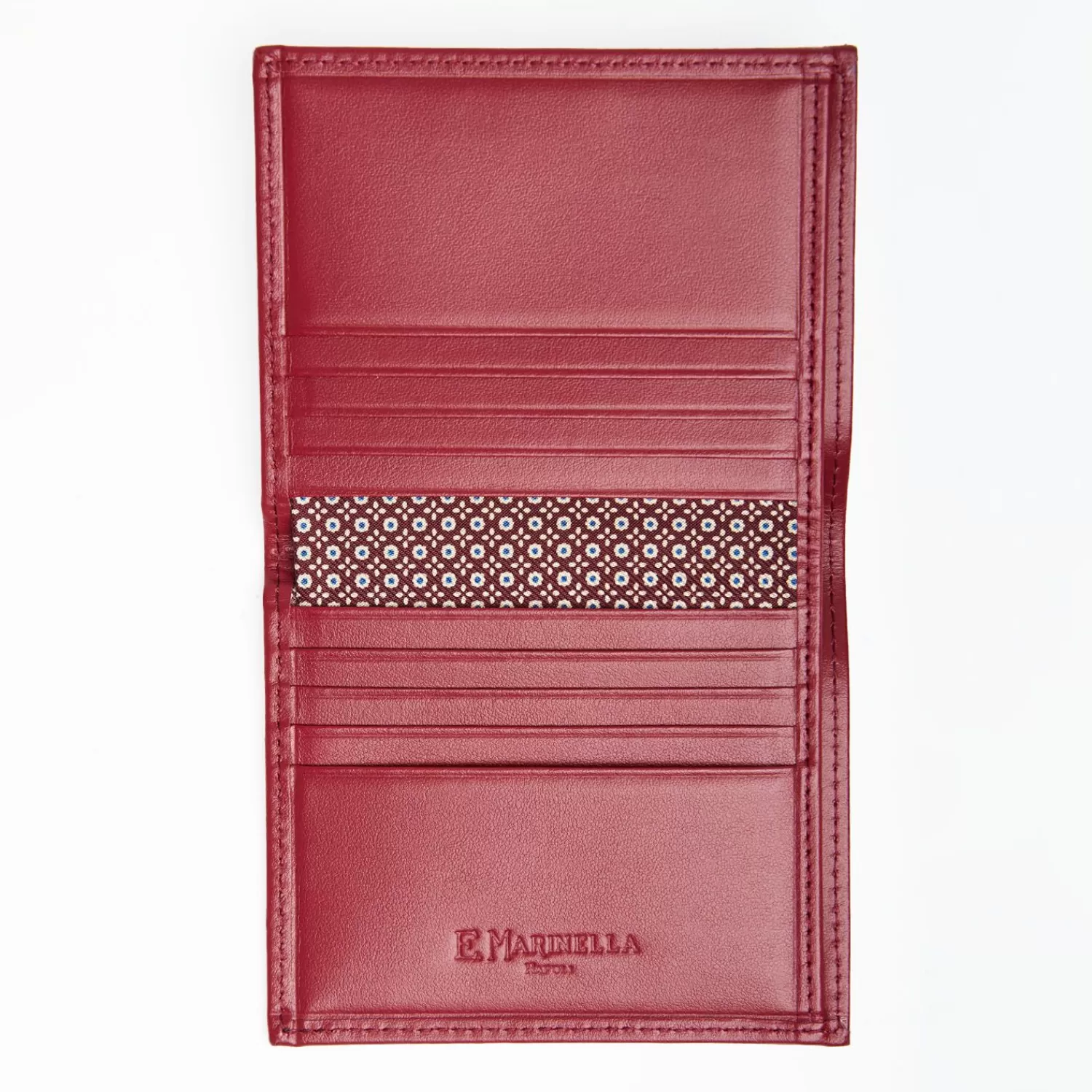 Burgundy Small Wallet In Silk And Leather>E.Marinella Sale