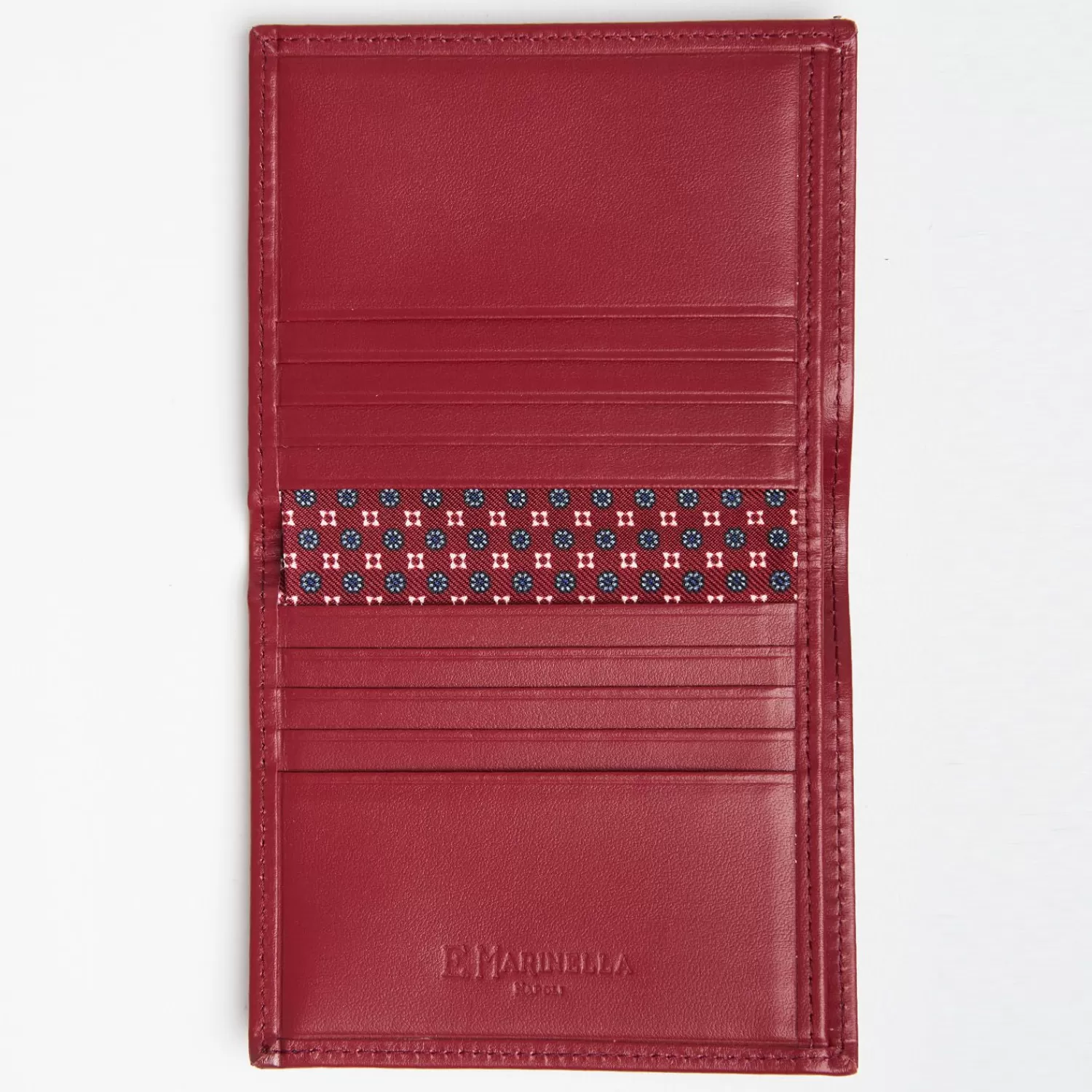 Burgundy Small Wallet In Silk And Leather>E.Marinella Store