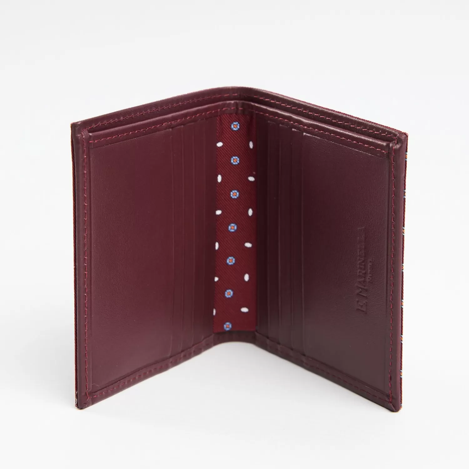 Burgundy Small Wallet In Silk And Leather>E.Marinella New