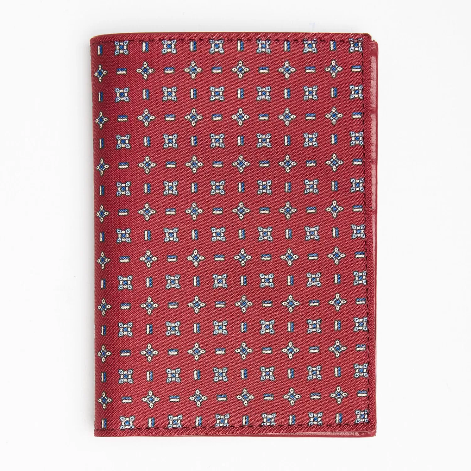 Burgundy Vertical Wallet In Silk And Leather>E.Marinella Store