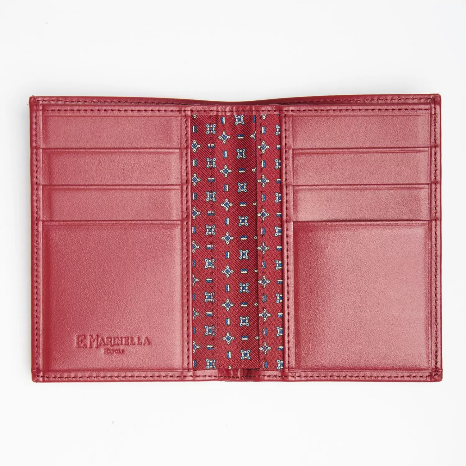 Burgundy Vertical Wallet In Silk And Leather>E.Marinella Store