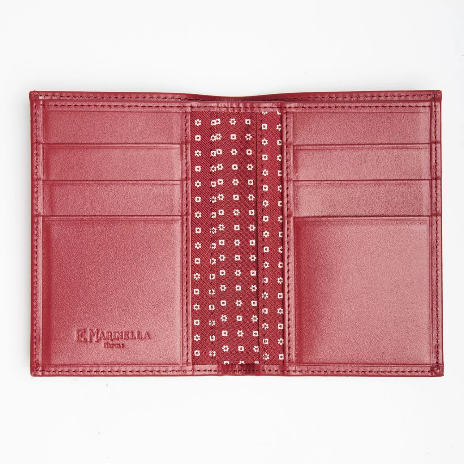 Burgundy Vertical Wallet In Silk And Leather>E.Marinella Best