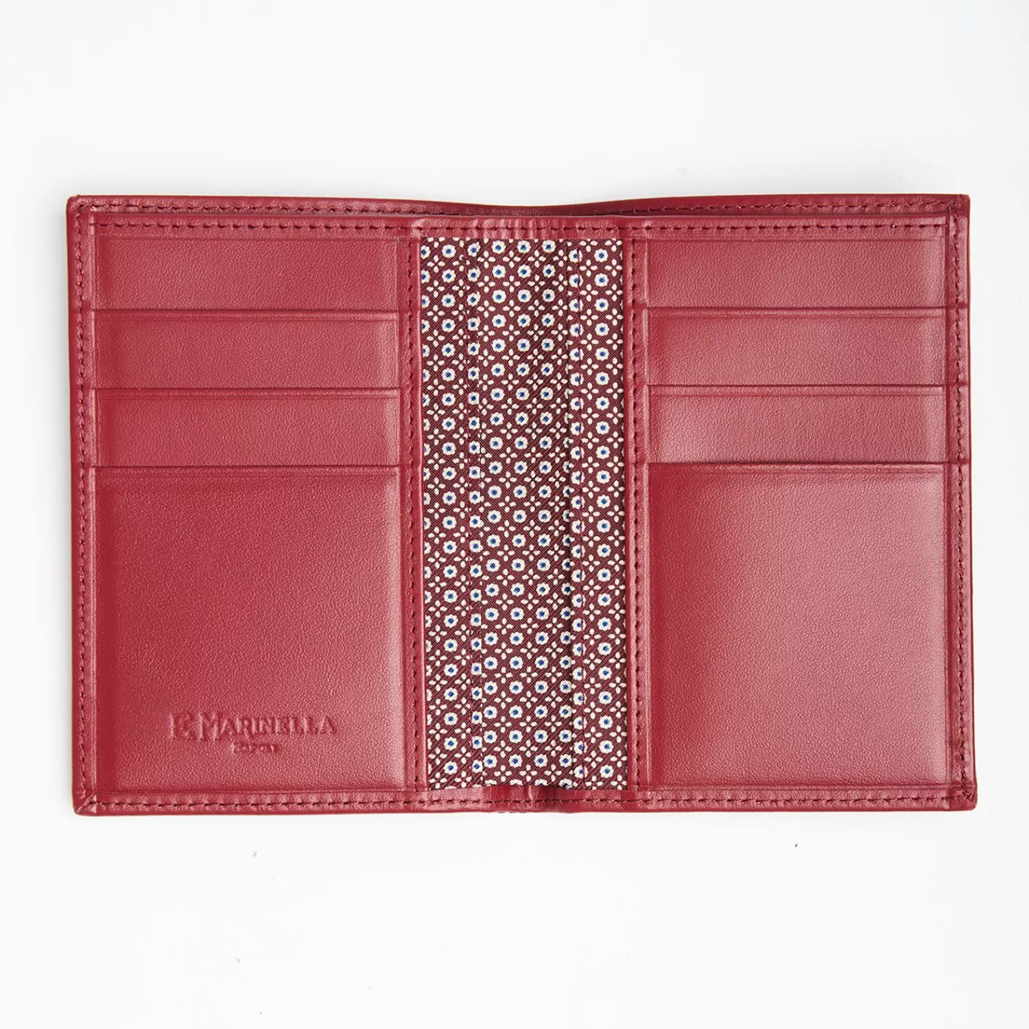 Burgundy Vertical Wallet In Silk And Leather>E.Marinella Clearance