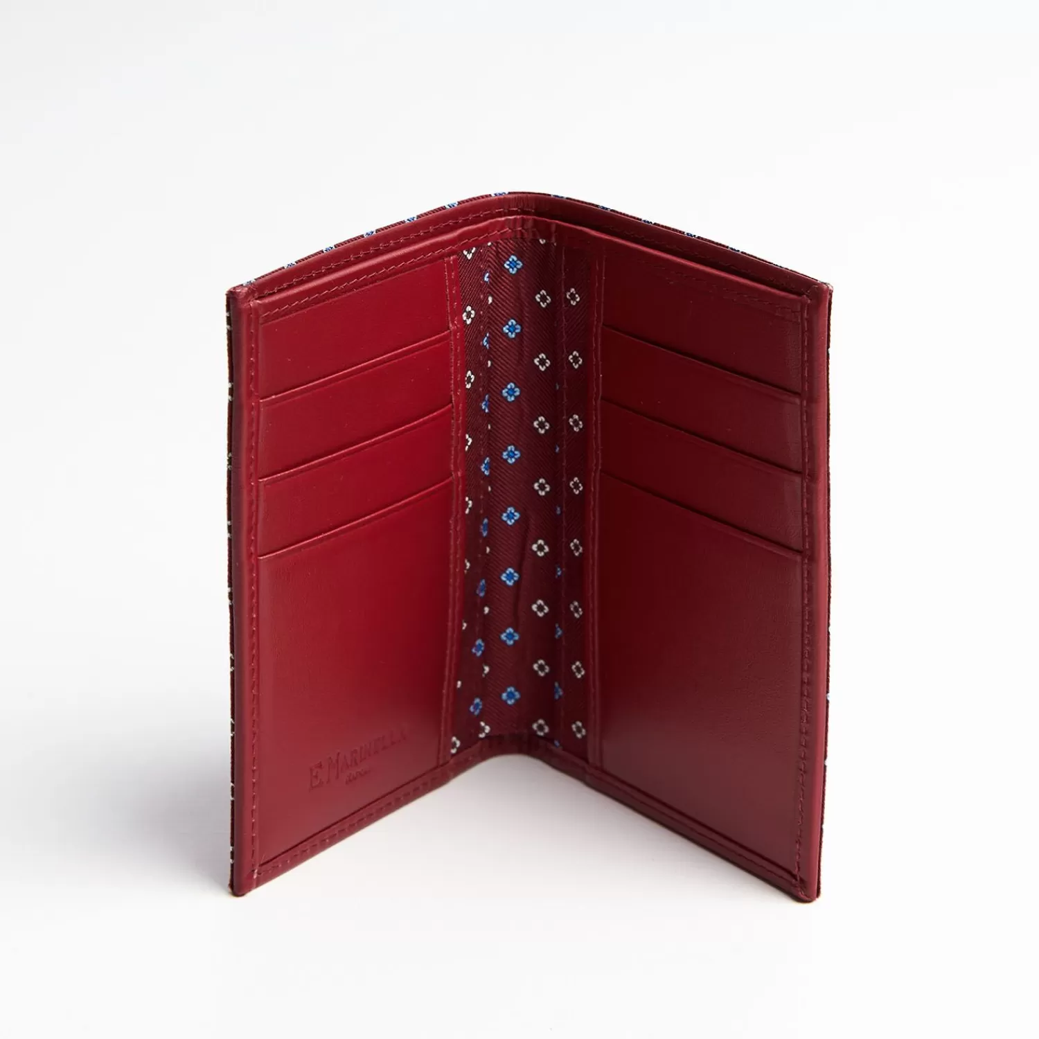 Burgundy Vertical Wallet In Silk And Leather>E.Marinella Sale