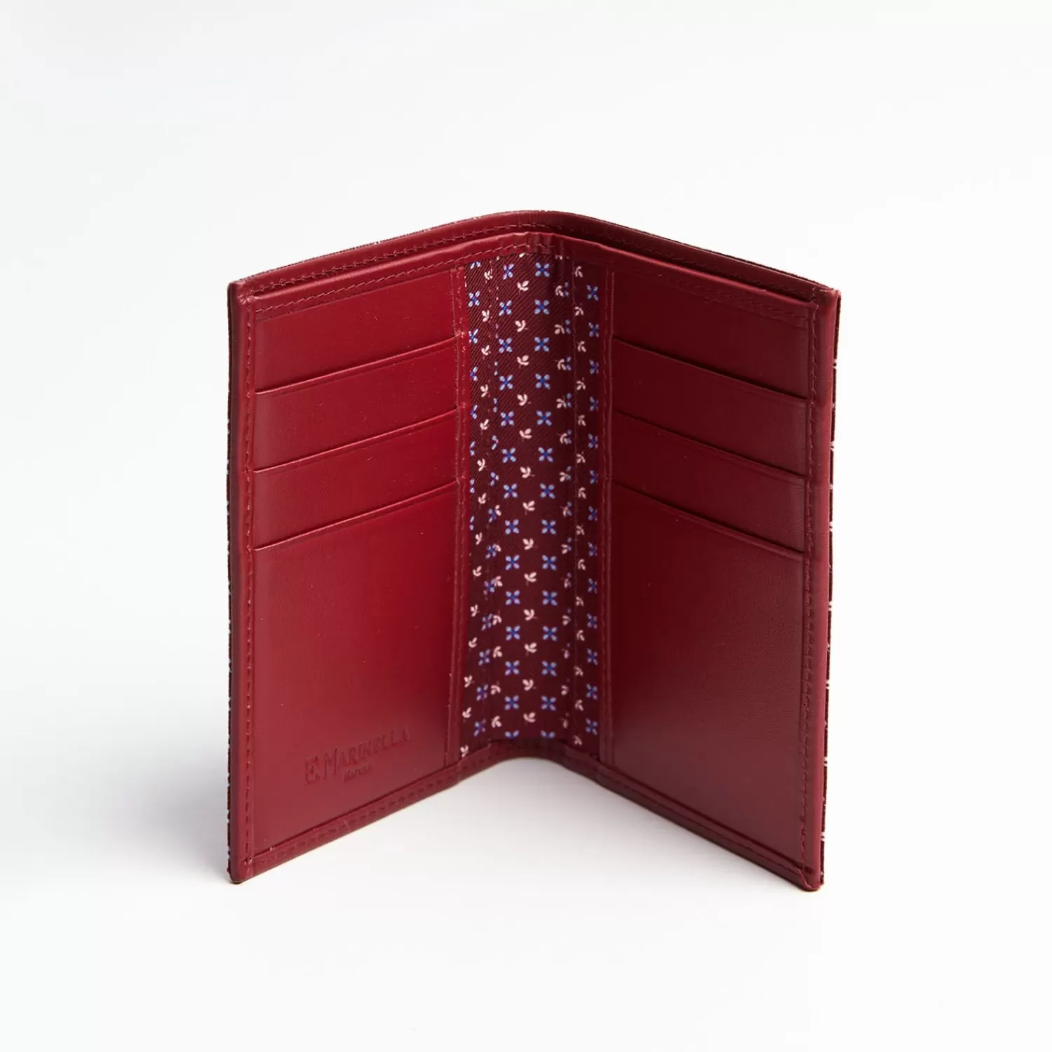Burgundy Vertical Wallet In Silk And Leather>E.Marinella New