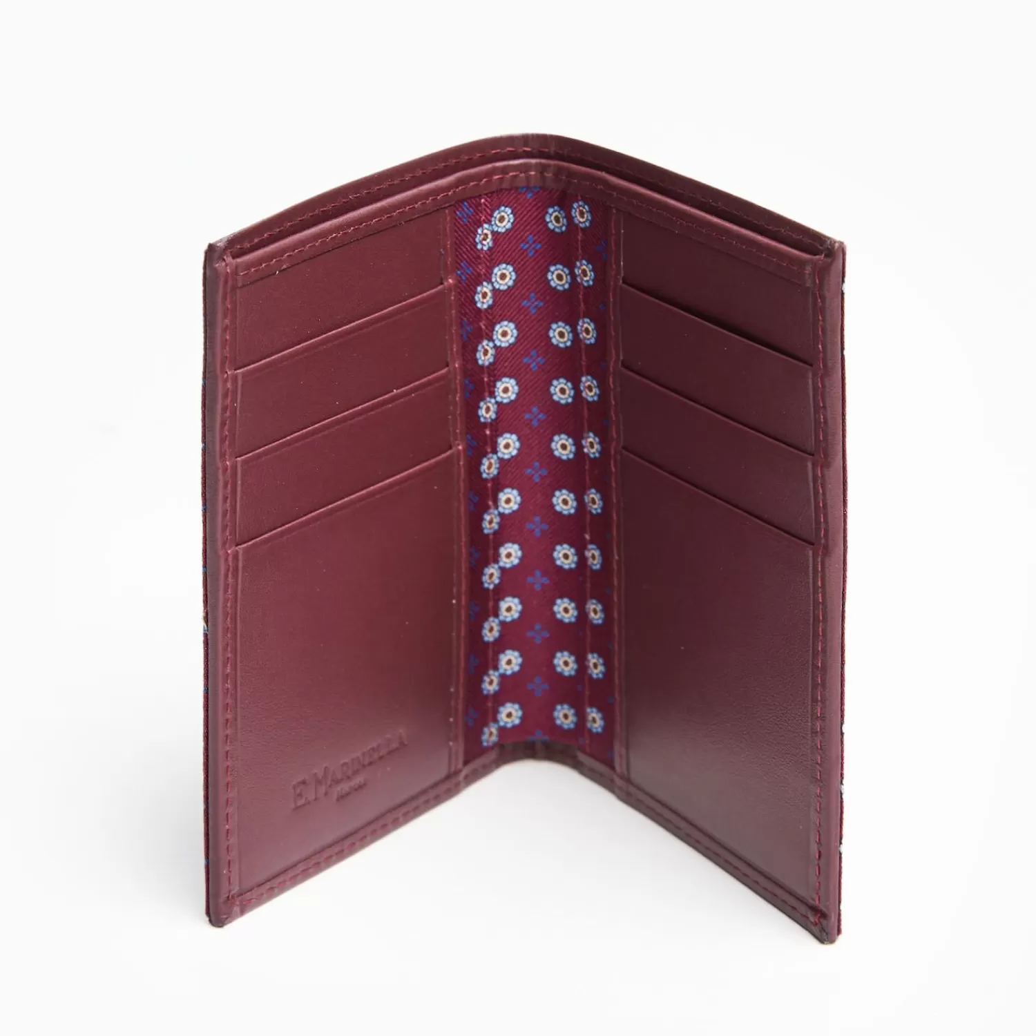 Burgundy Vertical Wallet In Silk And Leather>E.Marinella Cheap