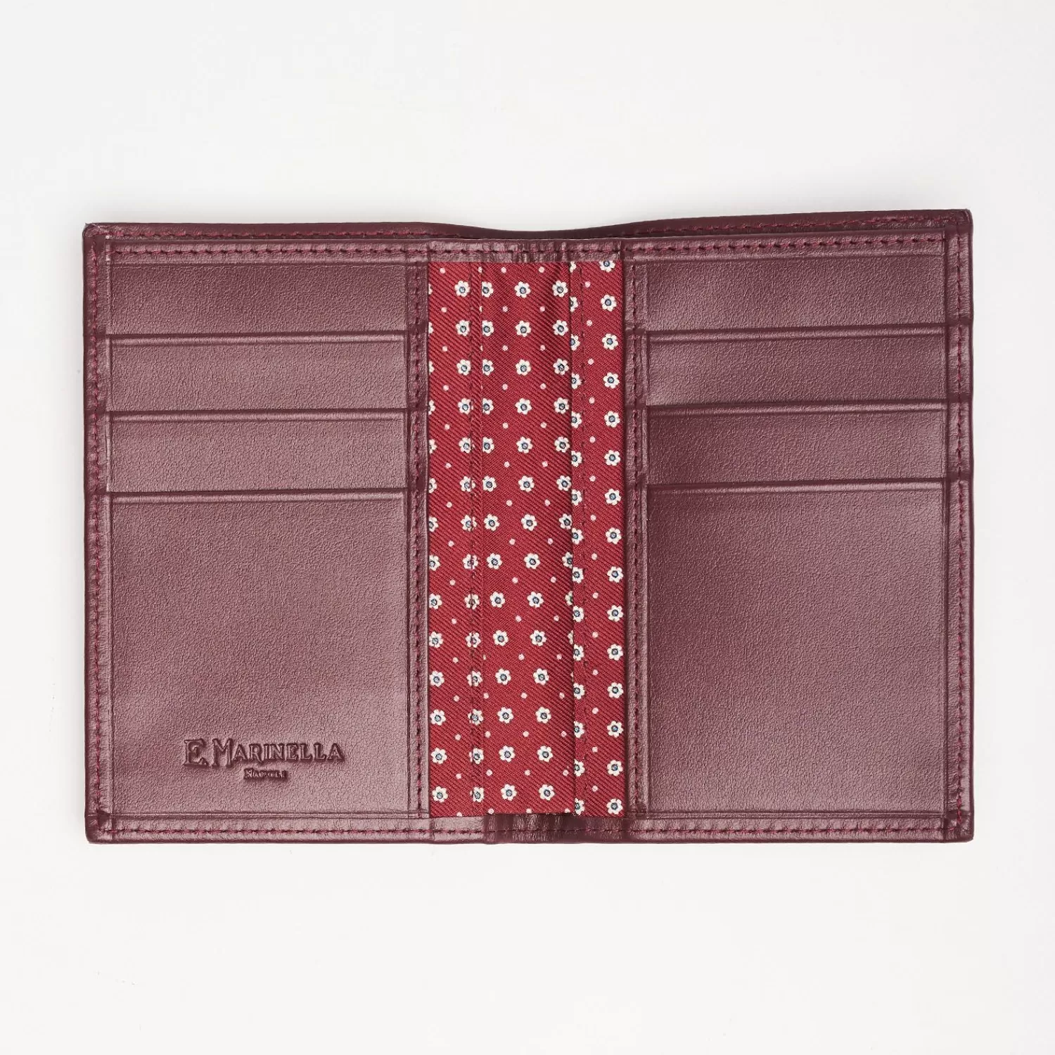 Burgundy Vertical Wallet In Silk And Leather>E.Marinella Sale
