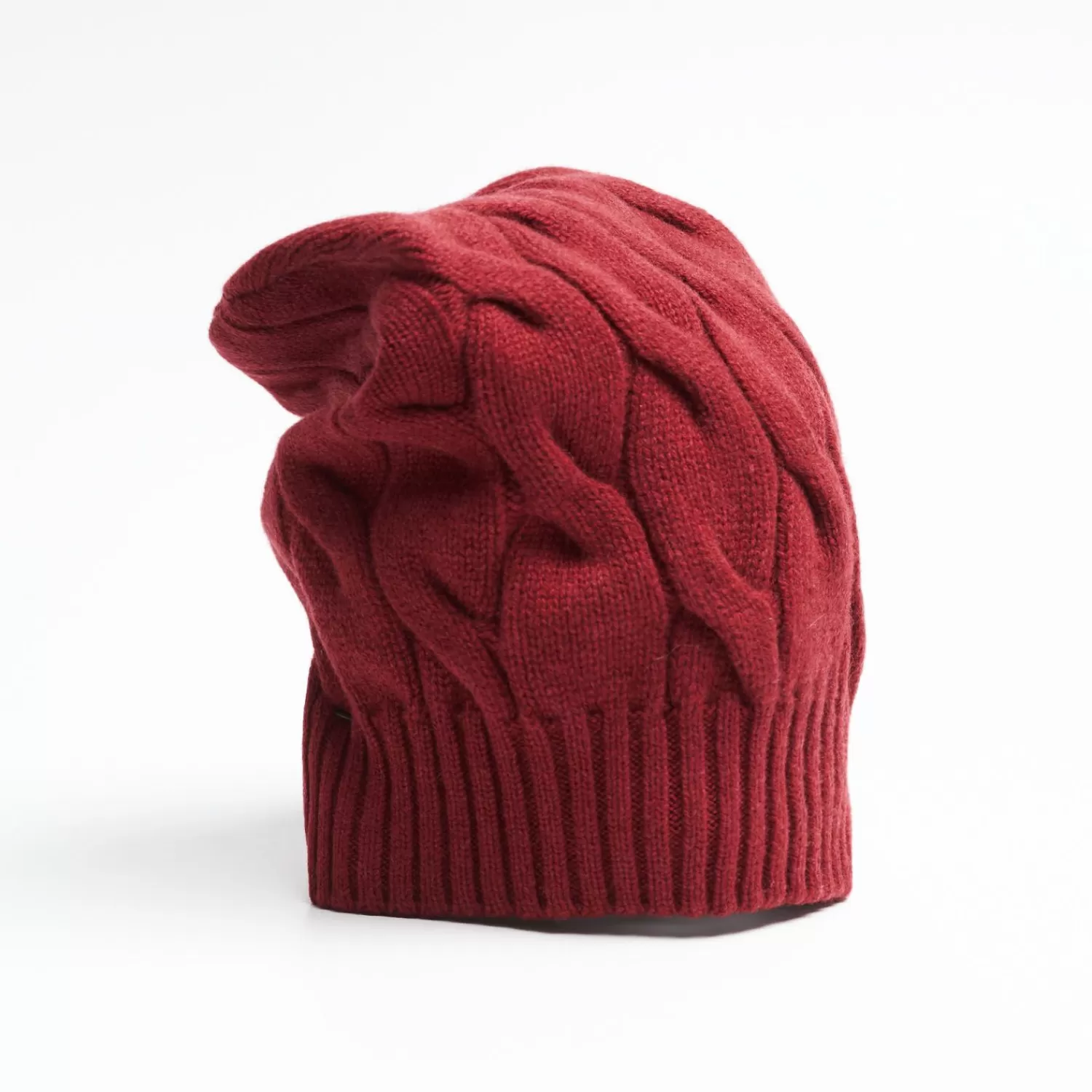 Cable-Knit Burgundy Wool Hat>E.Marinella Best