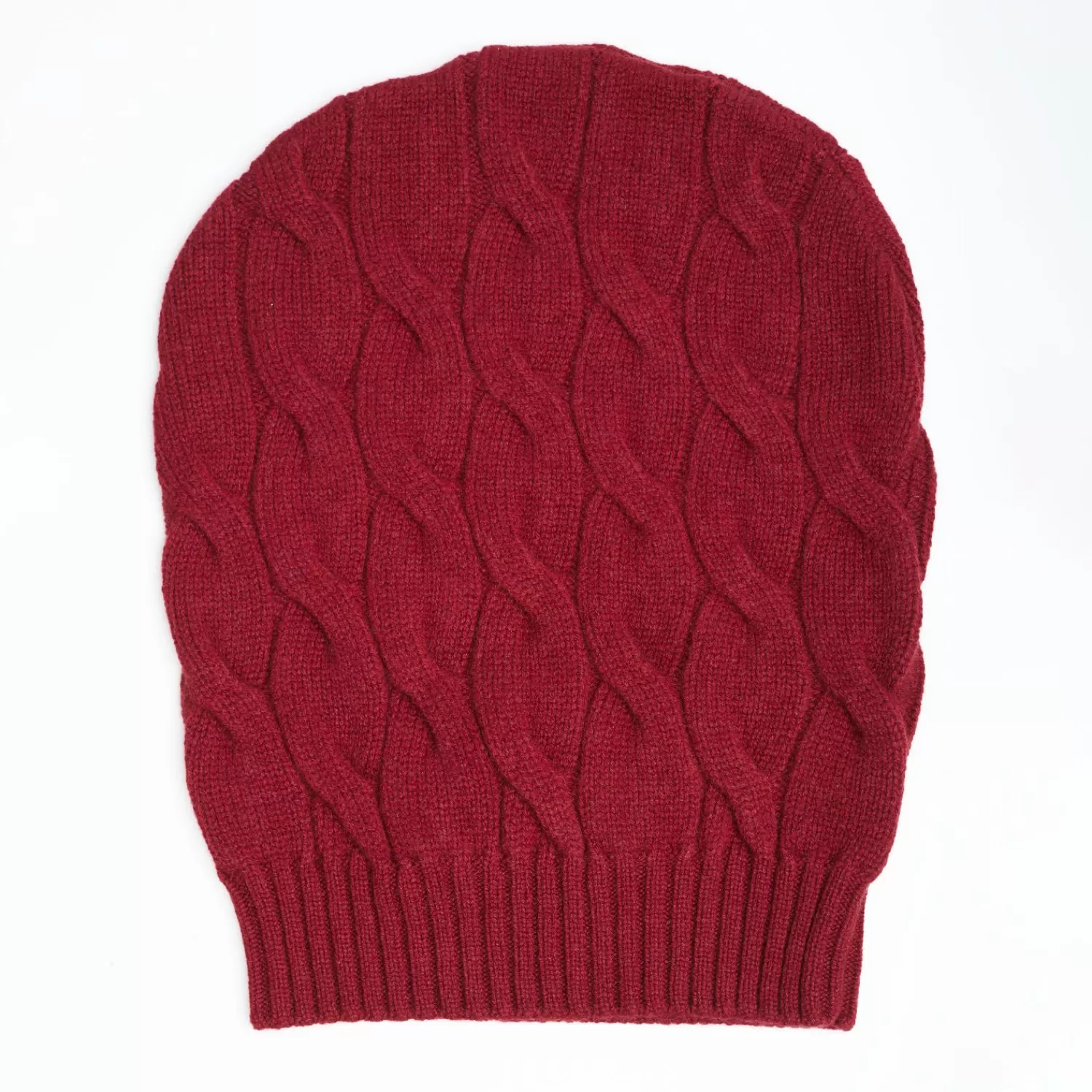 Cable-Knit Burgundy Wool Hat>E.Marinella Best