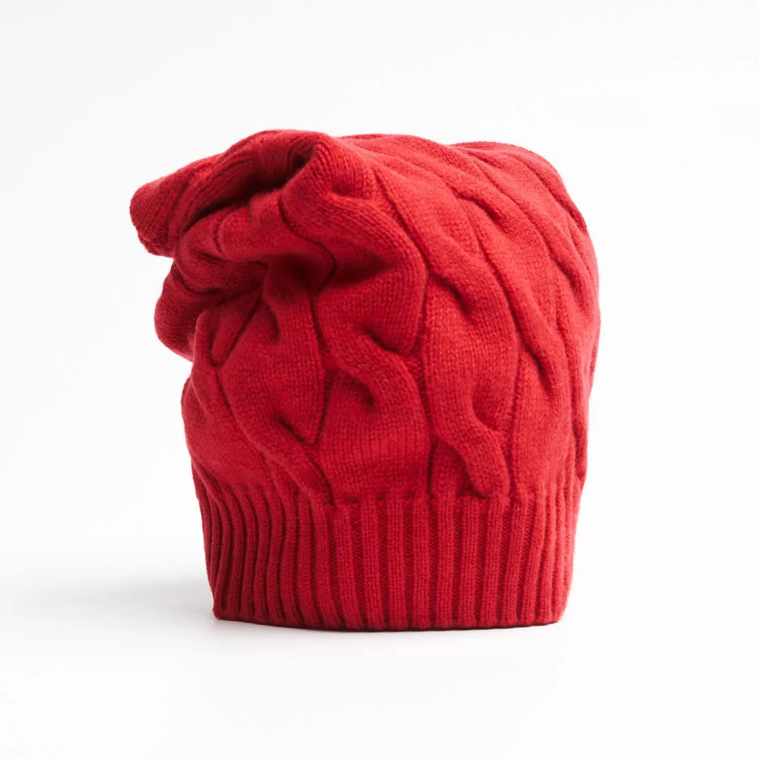 Cable-Knit Red Wool Hat>E.Marinella Shop