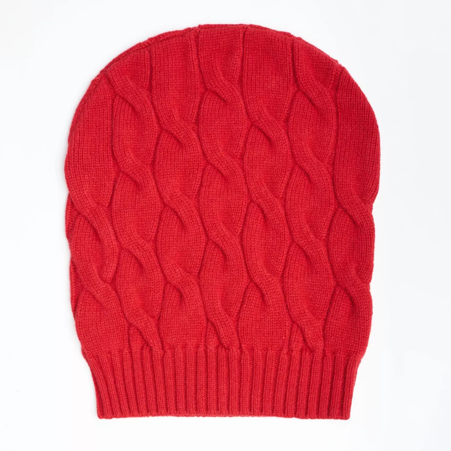 Cable-Knit Red Wool Hat>E.Marinella Shop