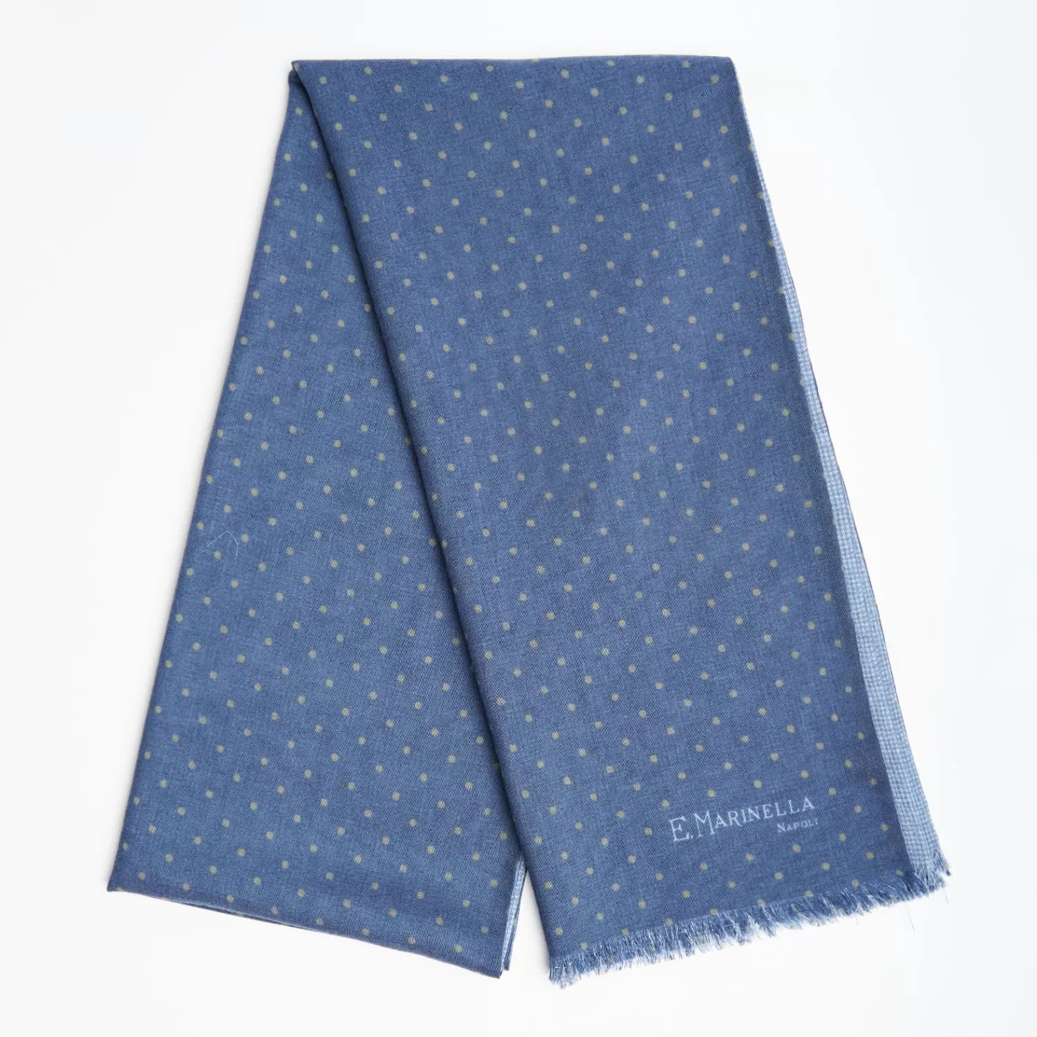 Dark And Light Blue Double Patterned Wool And Silk Scarf>E.Marinella Hot