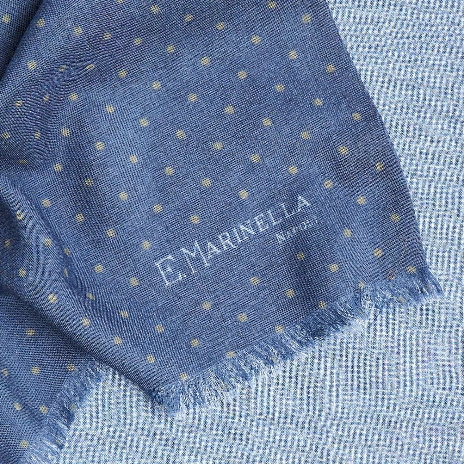 Dark And Light Blue Double Patterned Wool And Silk Scarf>E.Marinella Hot