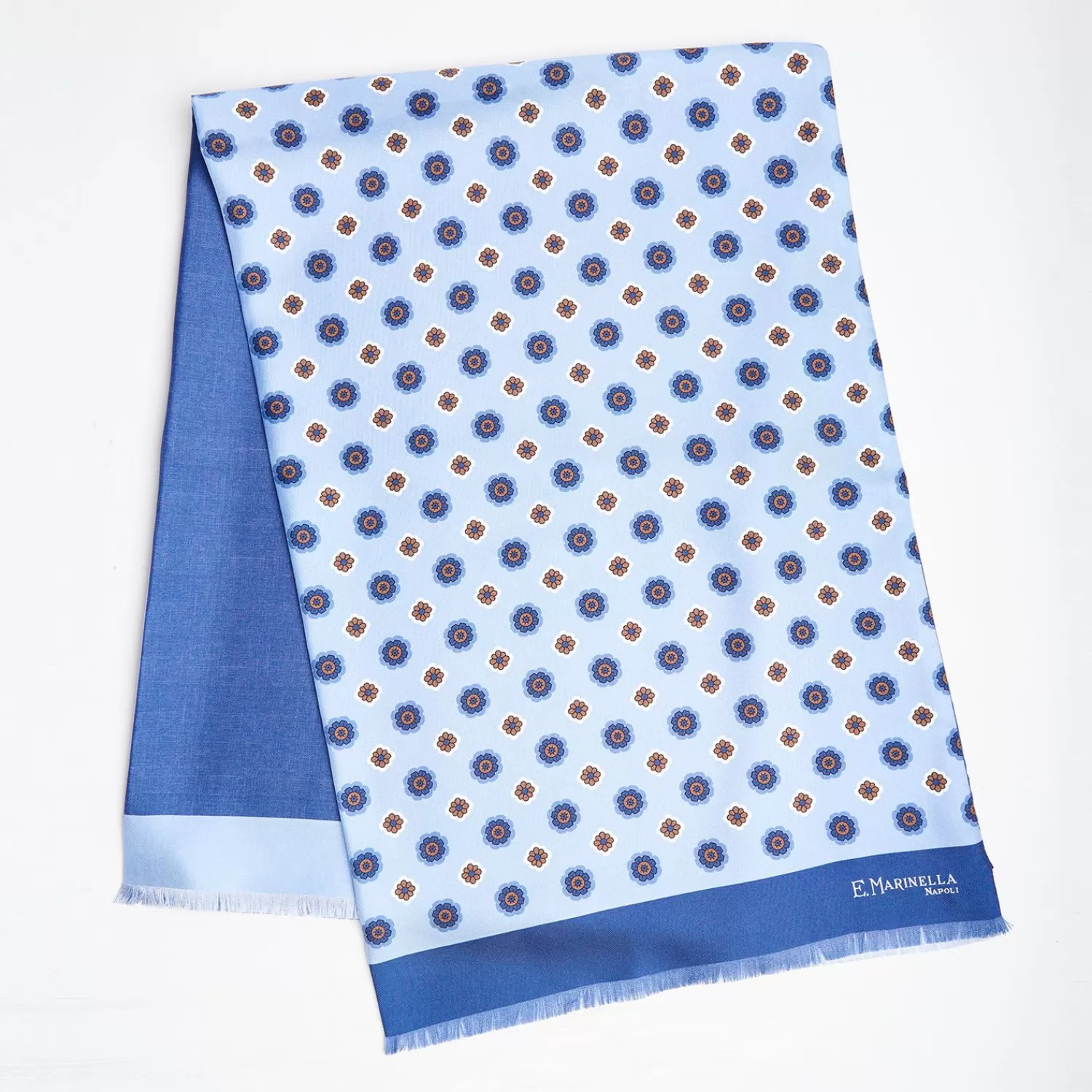 Dark And Light Blue Double Silk Scarf>E.Marinella Fashion