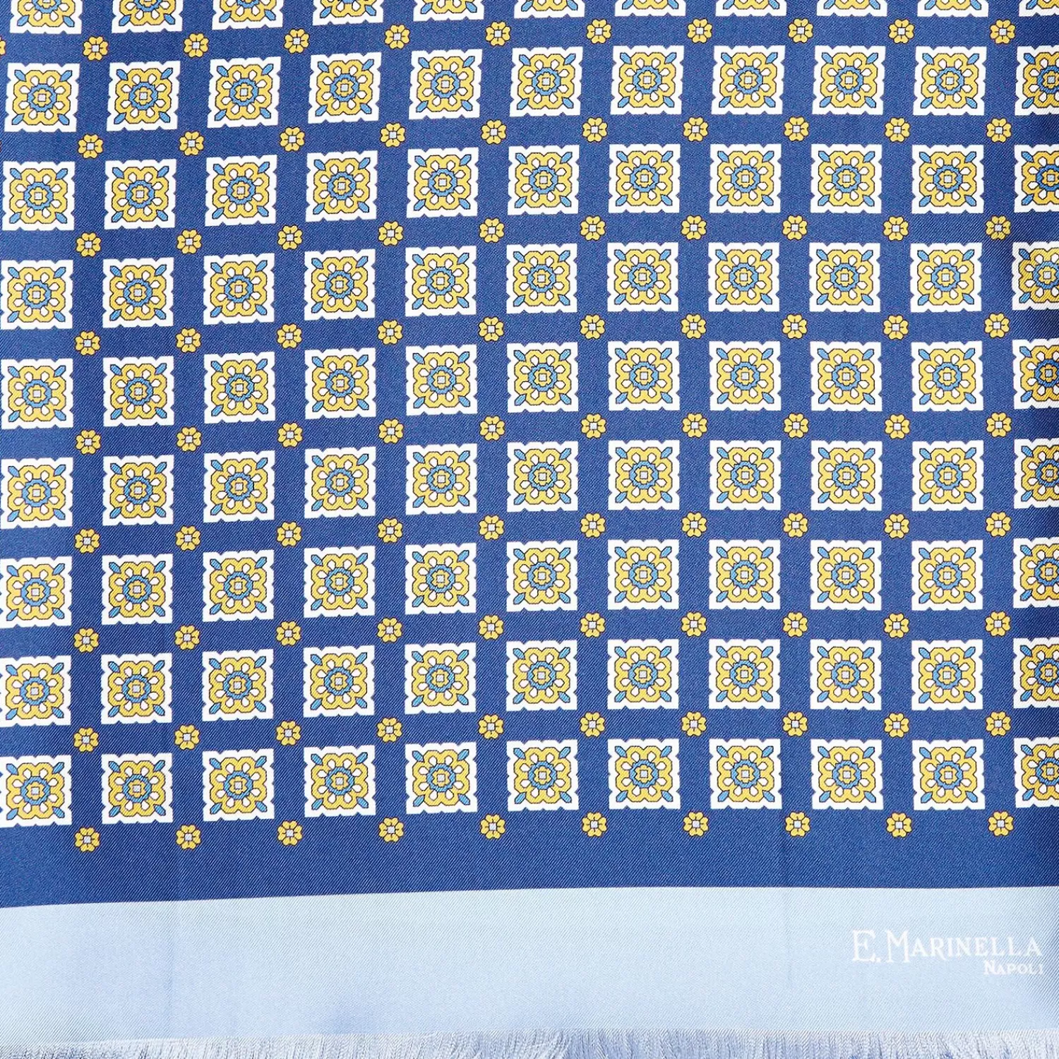 Dark And Light Blue Double Silk Scarf>E.Marinella Store